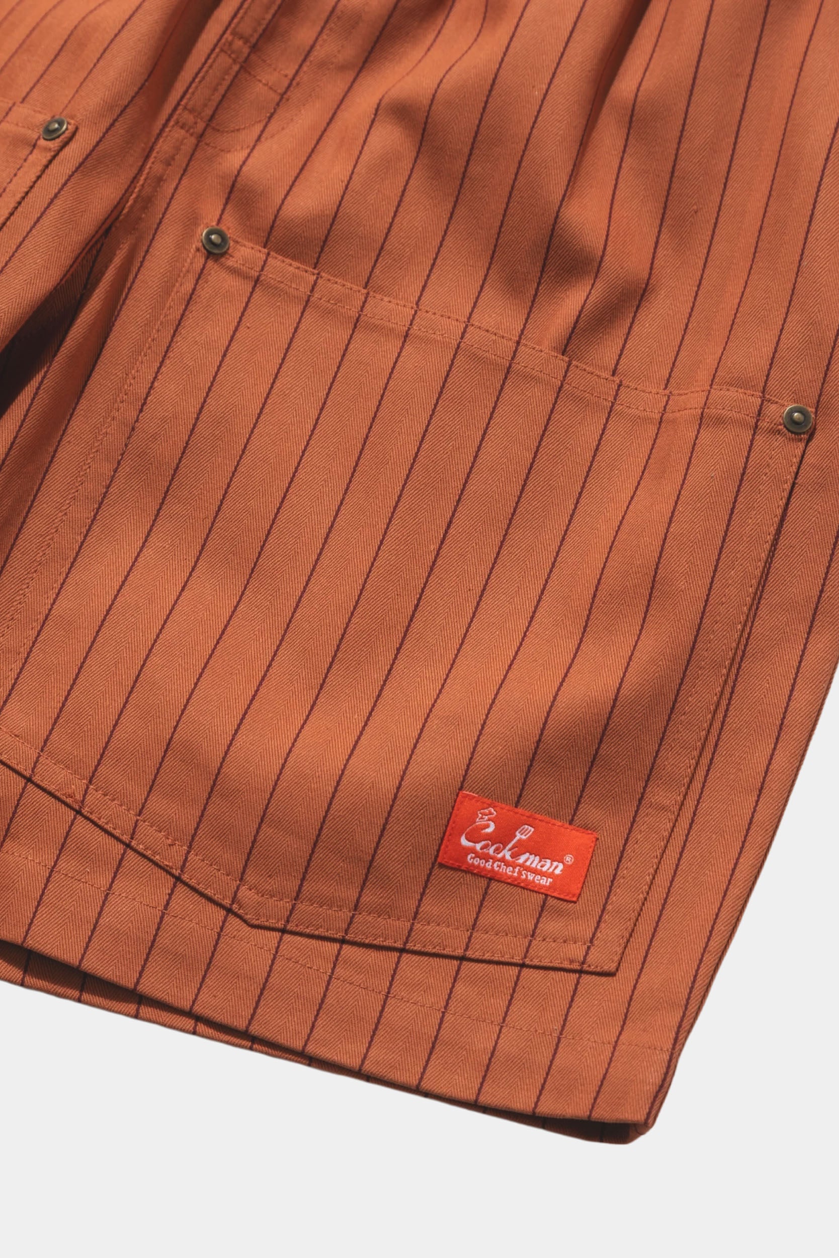 CHEF SHORT FRONT POCKET - Herringbone stripe - Brick