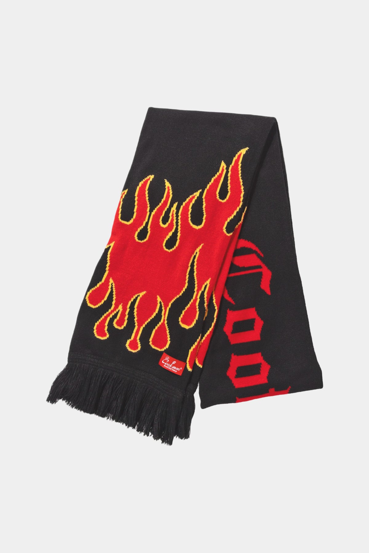 KNITTED SCARF - Flame black red