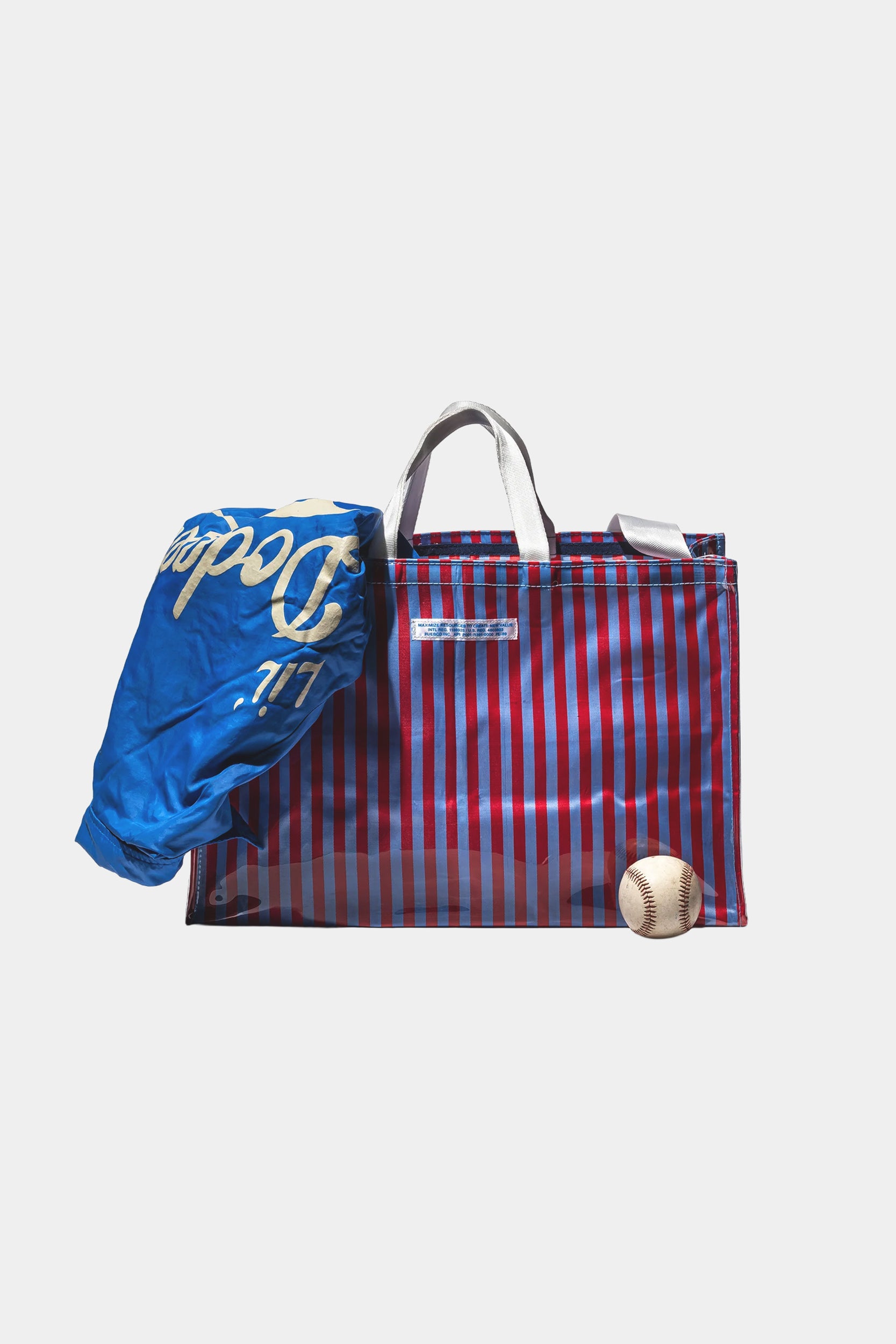 COVERED SCHOOL TIE FABRIC MARKET BAG - Red light blue