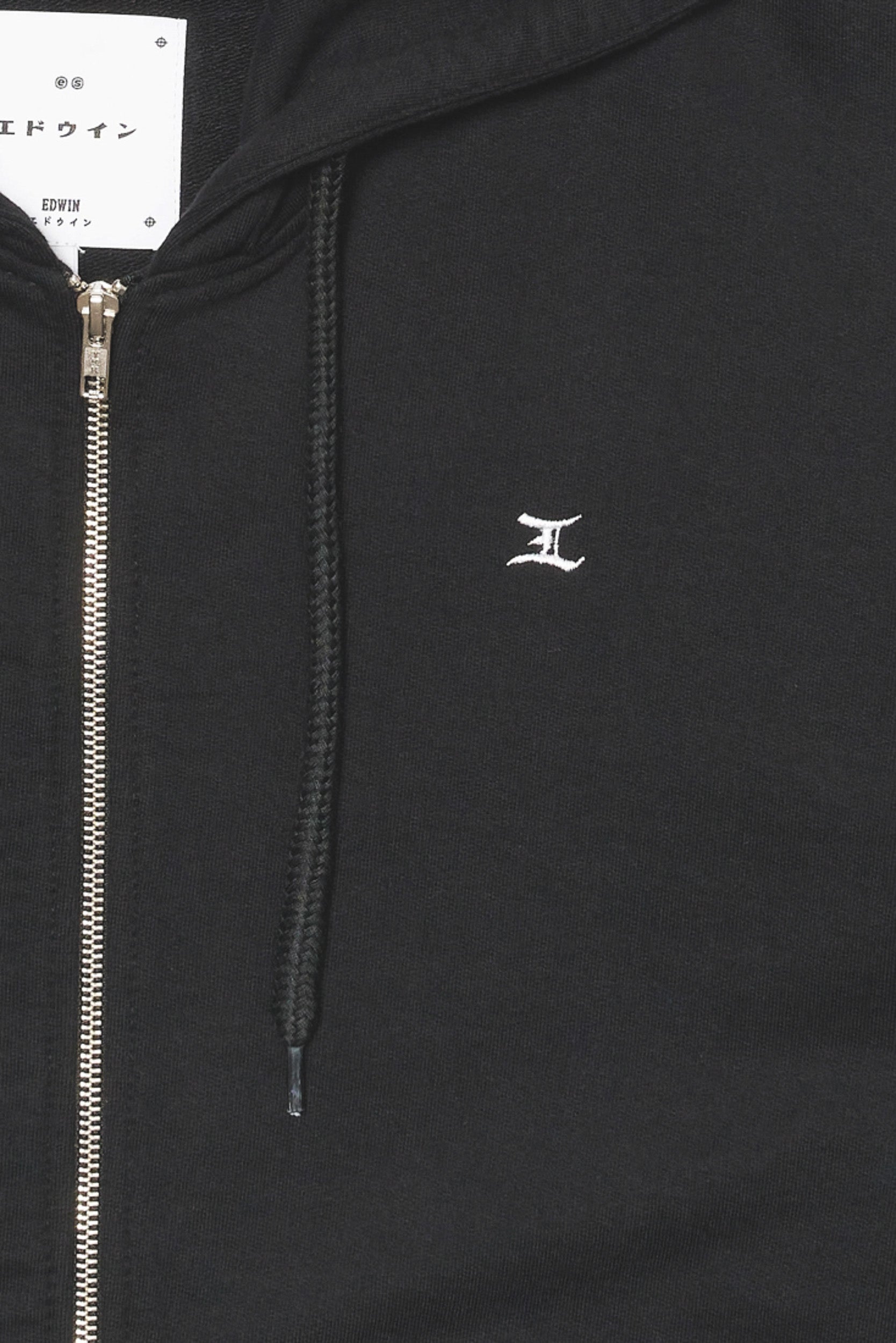 GEM ZIPPED HOODIE SWEAT - Black Garment Washed