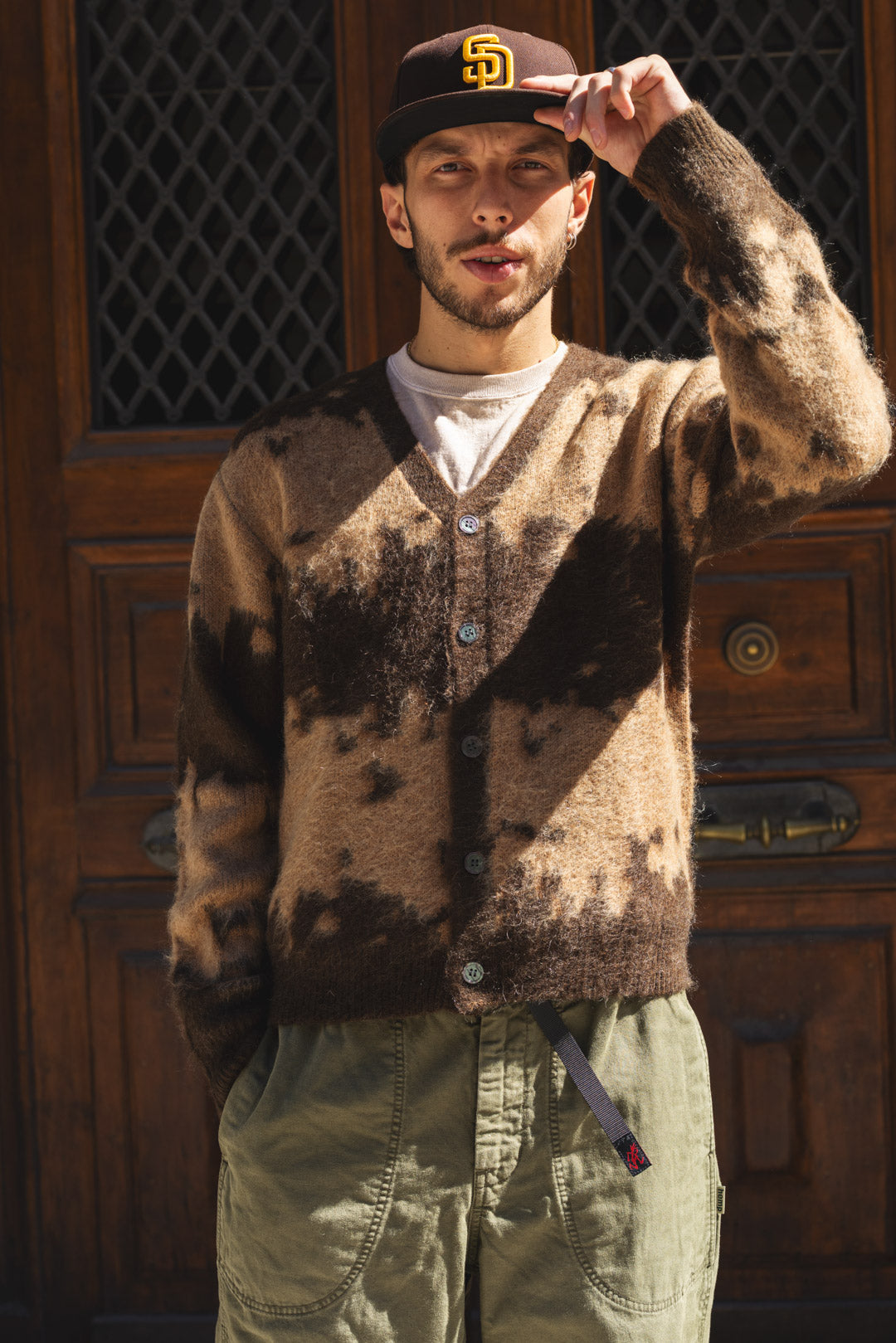 MOHAIR SPLATTER CARDIGAN - Taupe splatter