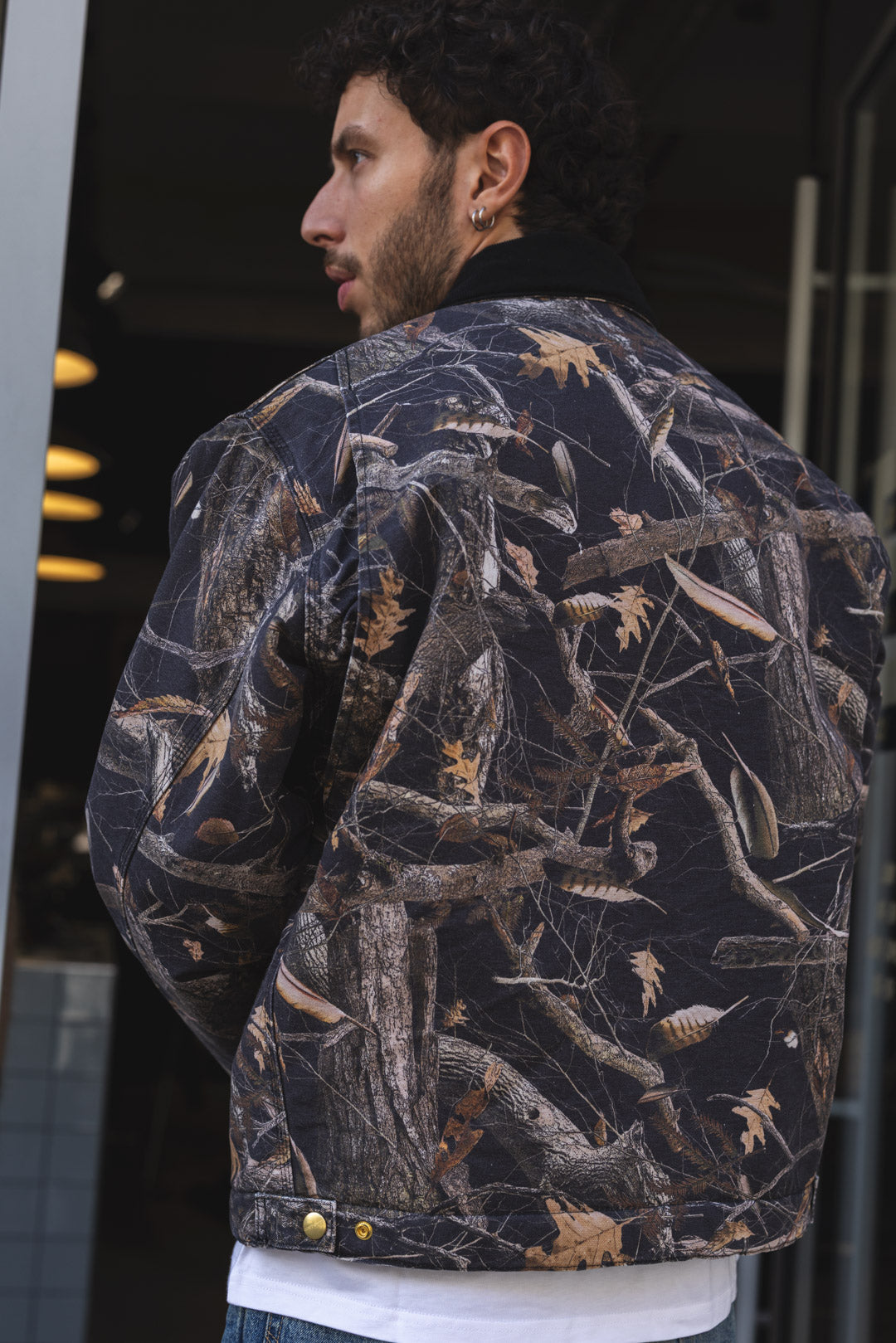 OG DETROIT JACKET - Camo feather tree / Black - Heavy stone wash