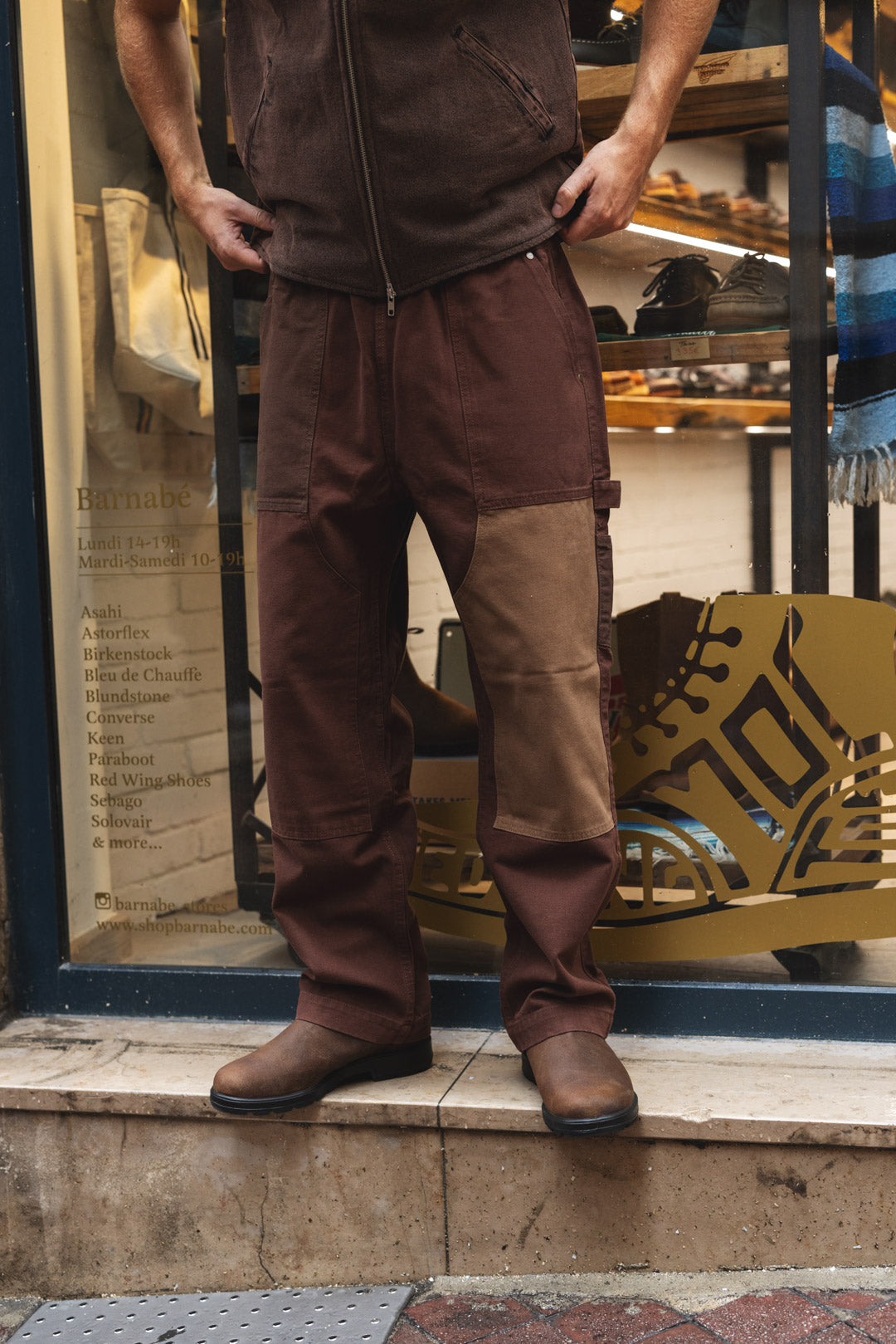 PATCHWORK UTILITY CHEF PANT - Brown