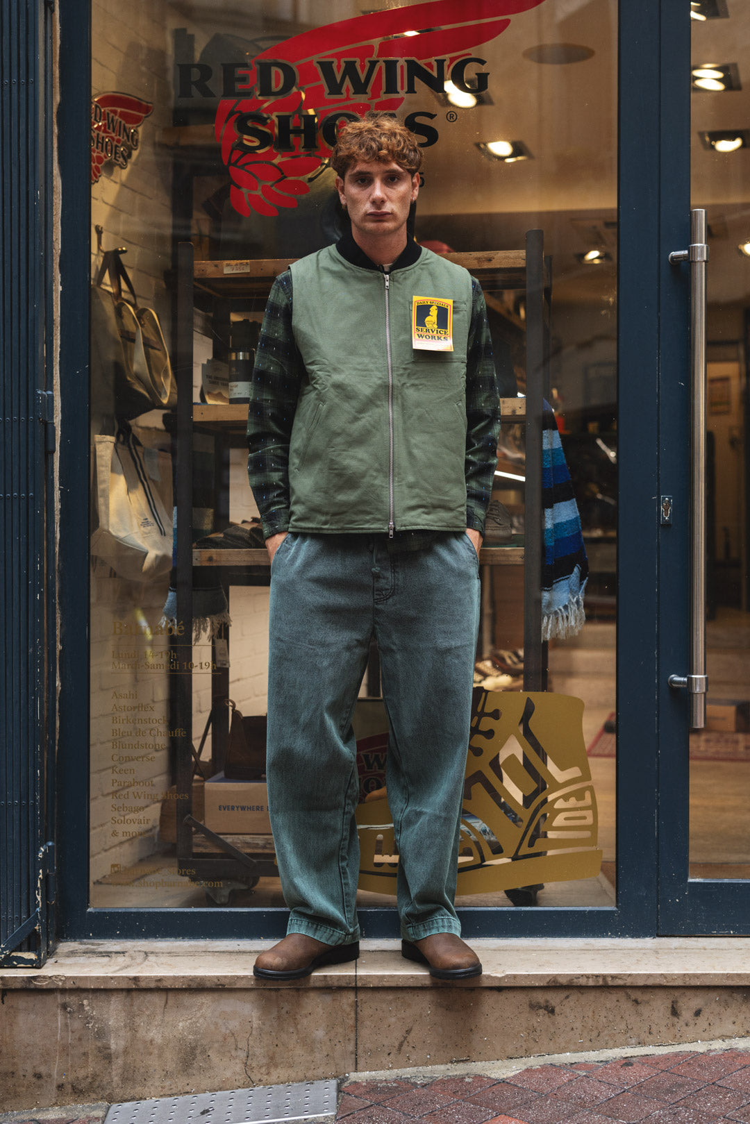 OVER-DYED WORK VEST - Sage