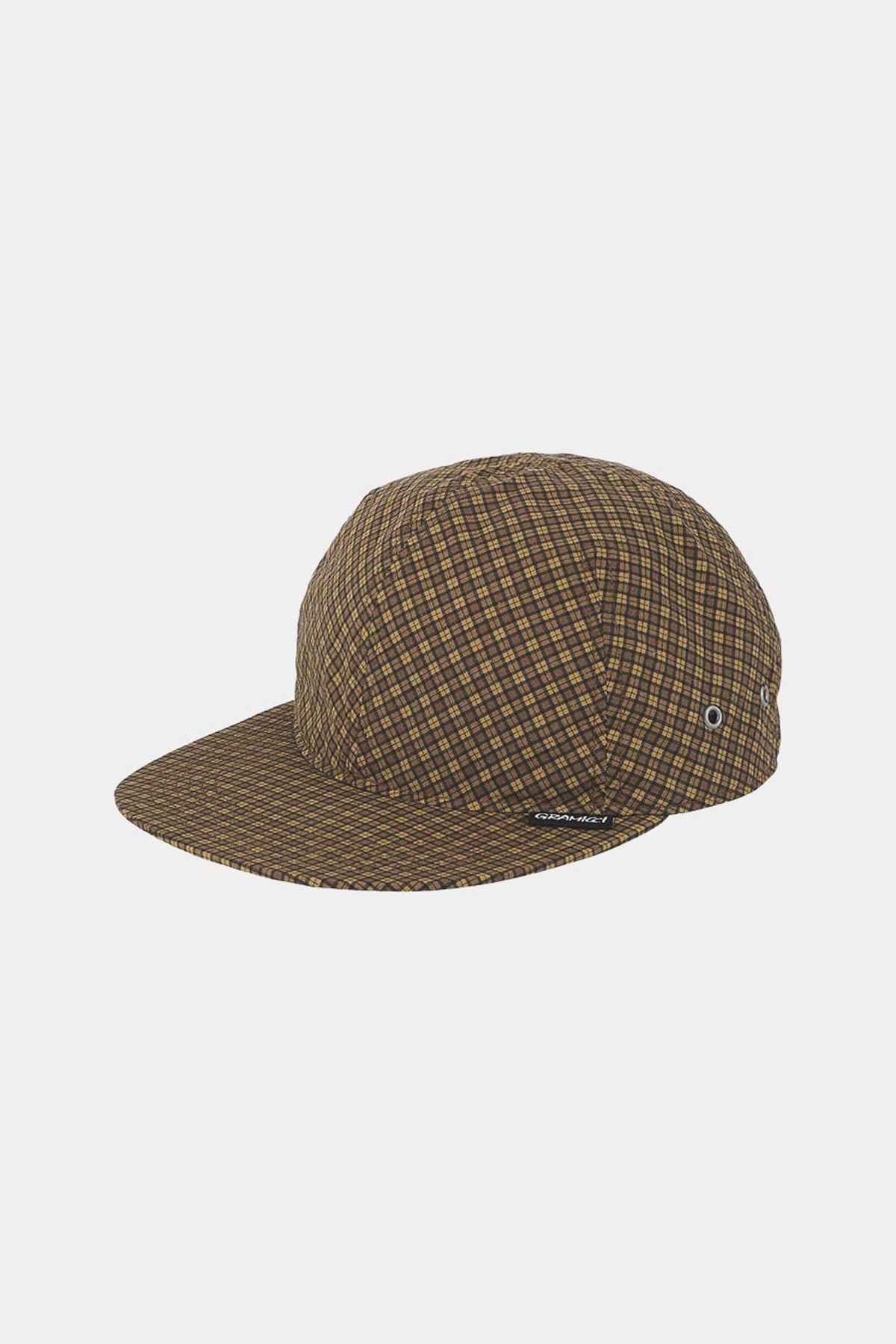 MINI CHECK NYLON CAP - Brown check
