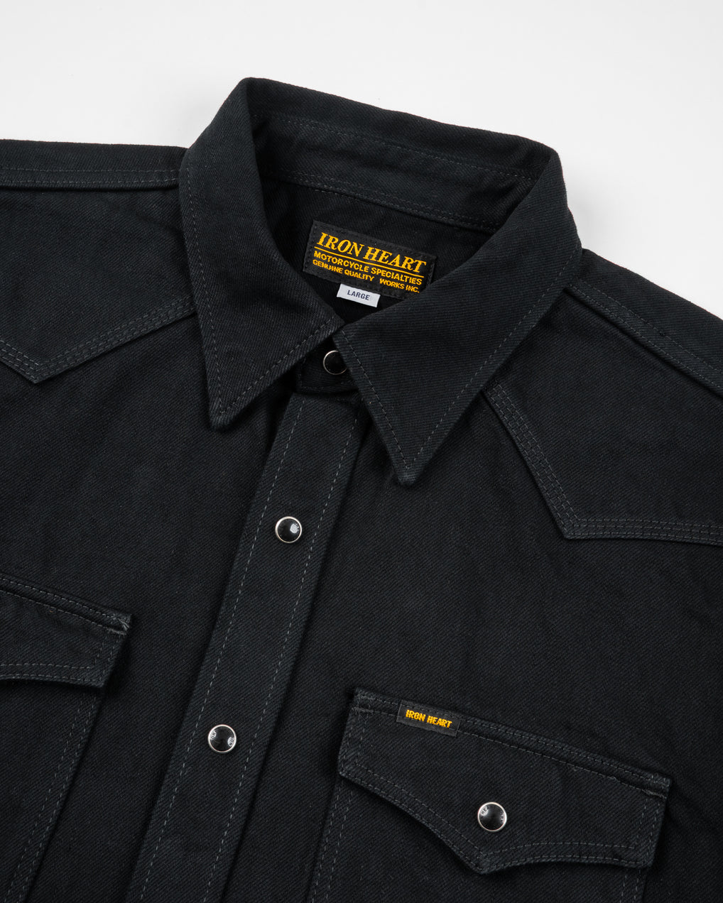 12 OZ SELVEDGE DENIM WESTERN SHIRT "THE JOHNNY CASH III" - Black