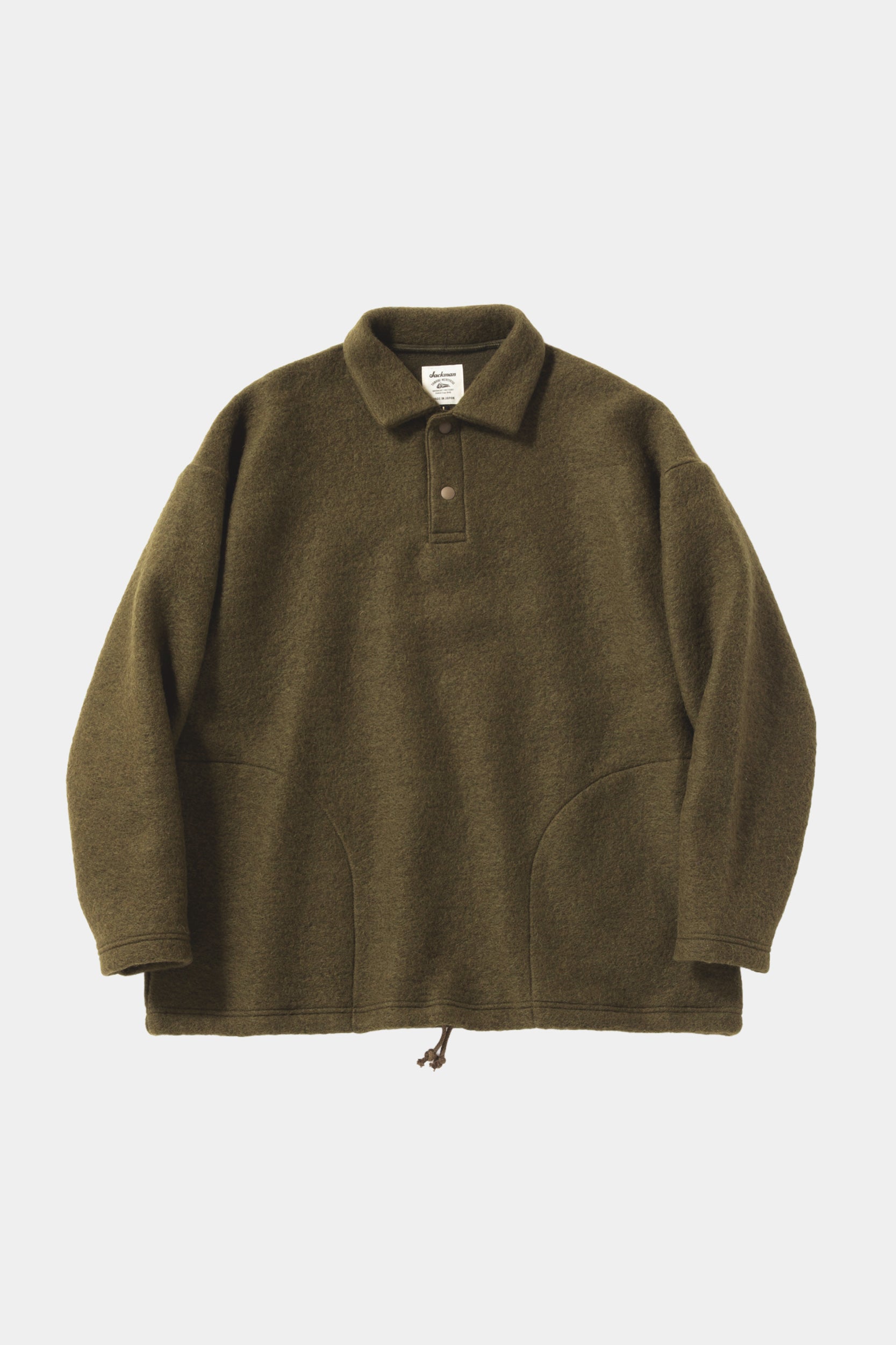 WOOL HIMO POLO - Olive