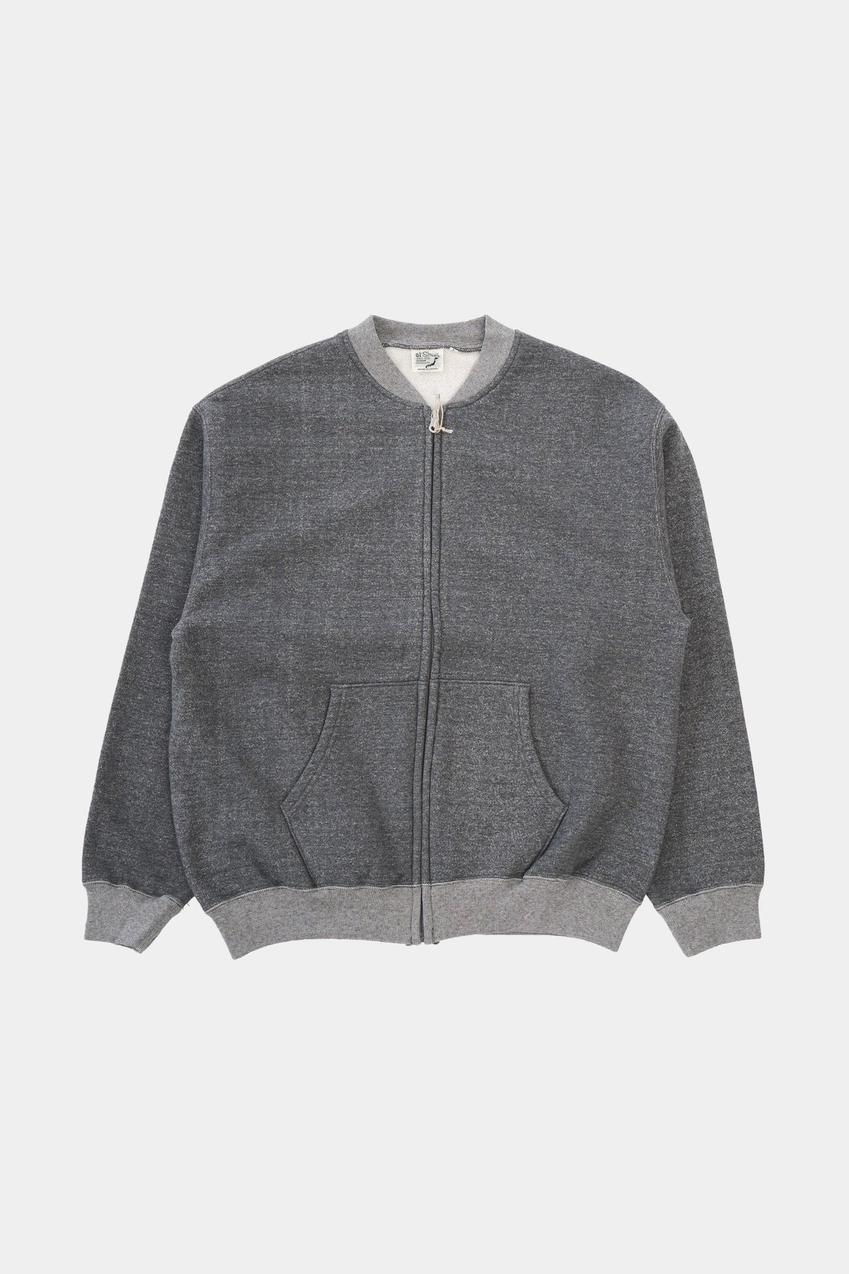 DENSE KNIT ZIP UP SWEATSHIRT - Charcoal