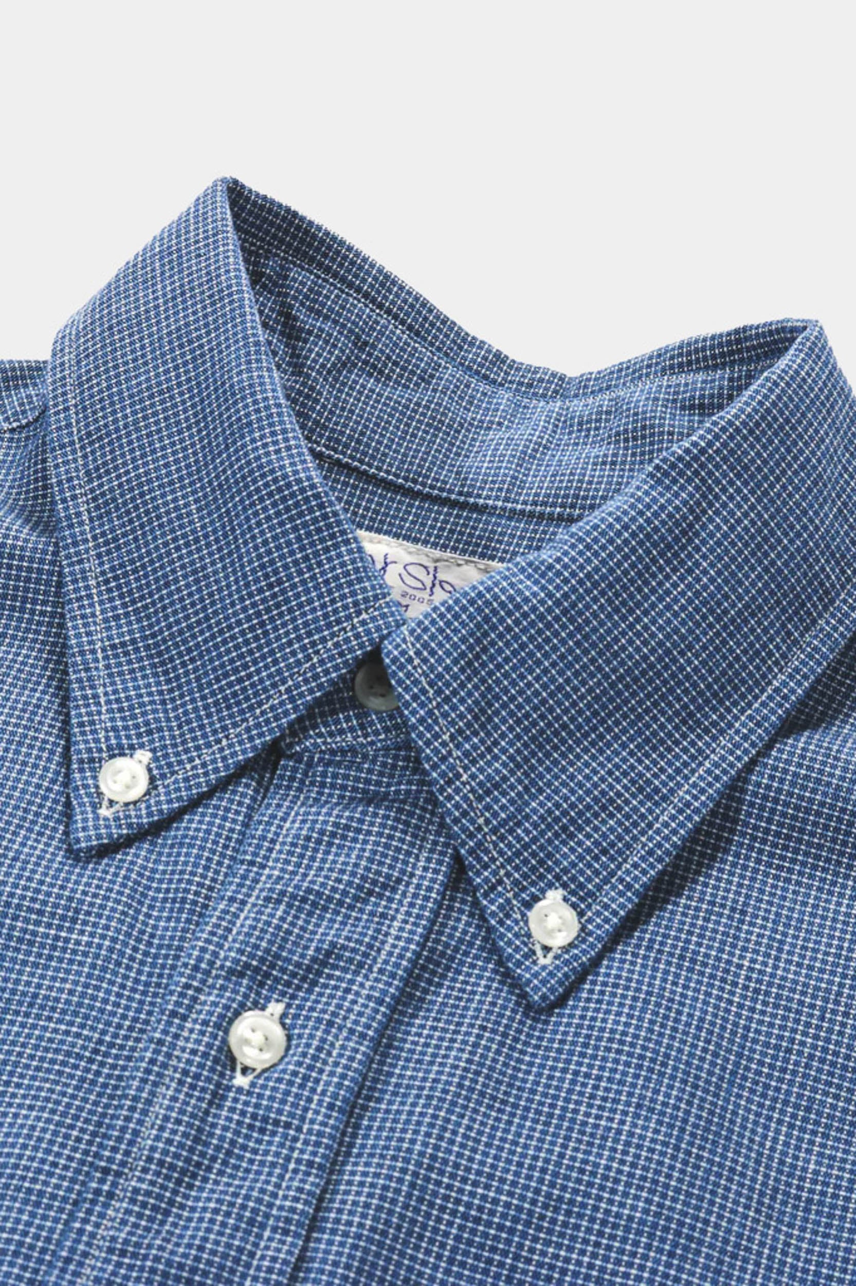 SMALL CHECK INDIGO CHAMBRAY BUTTON DOWN SHIRT - Check Chambray