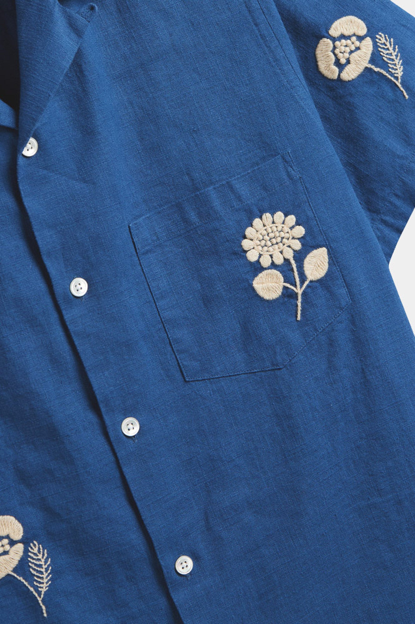 EMBROIDERY NATURE RAMIE - Blue