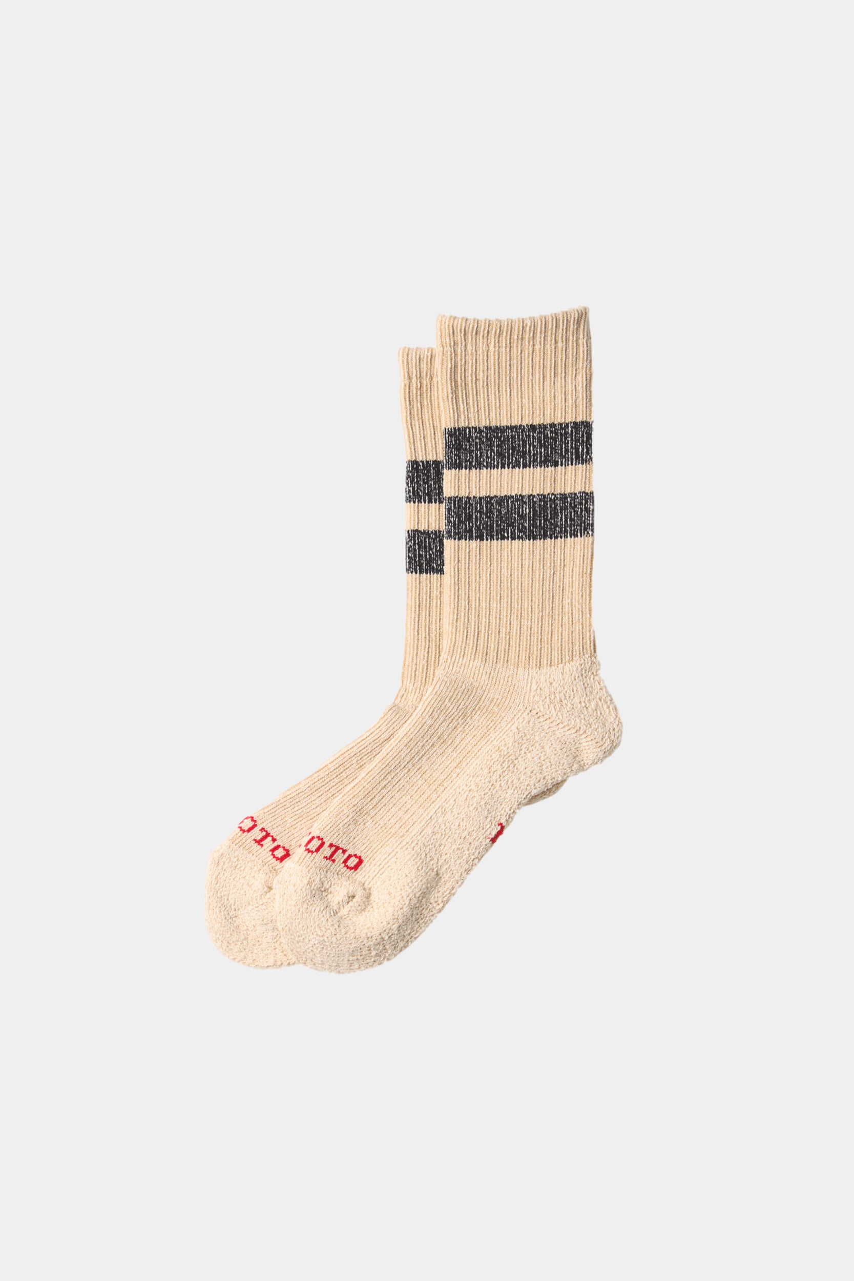 PILE STRIPE SOCKS - Beige black