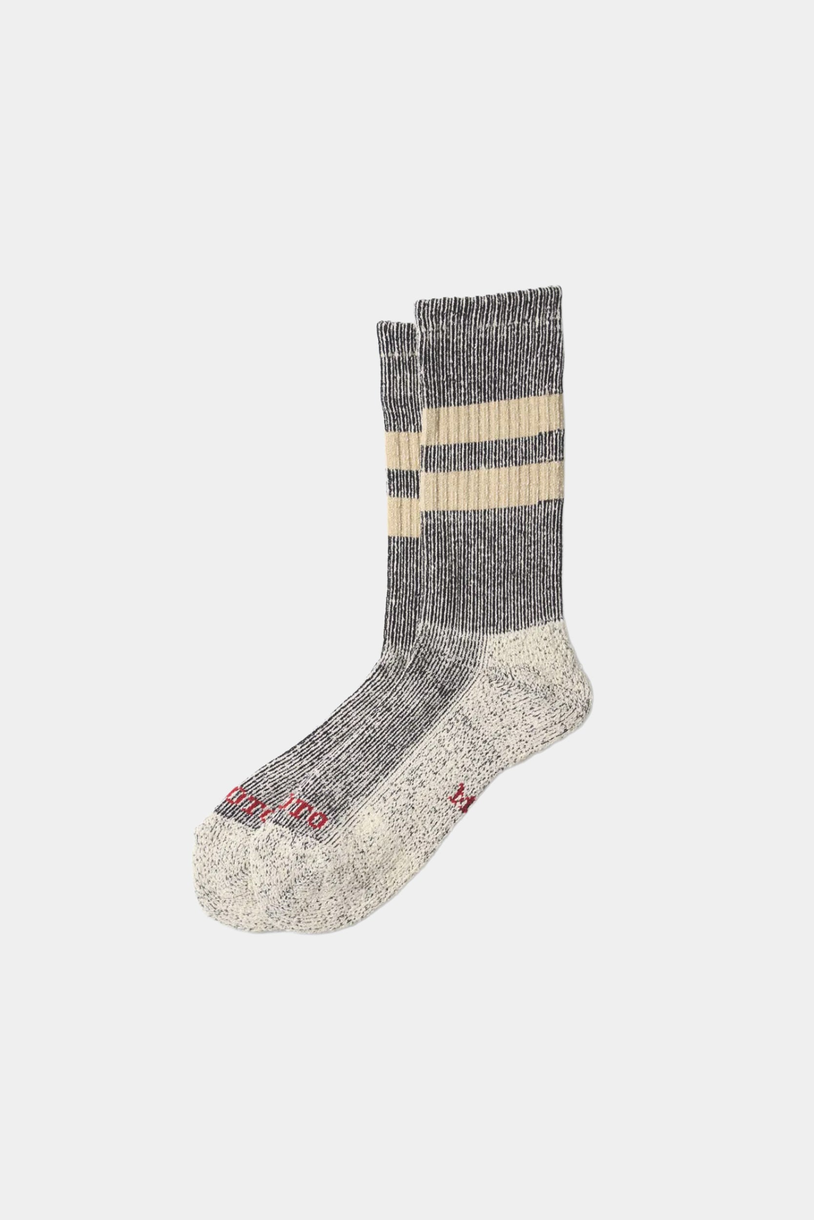 PILE STRIPE SOCKS - Black beige