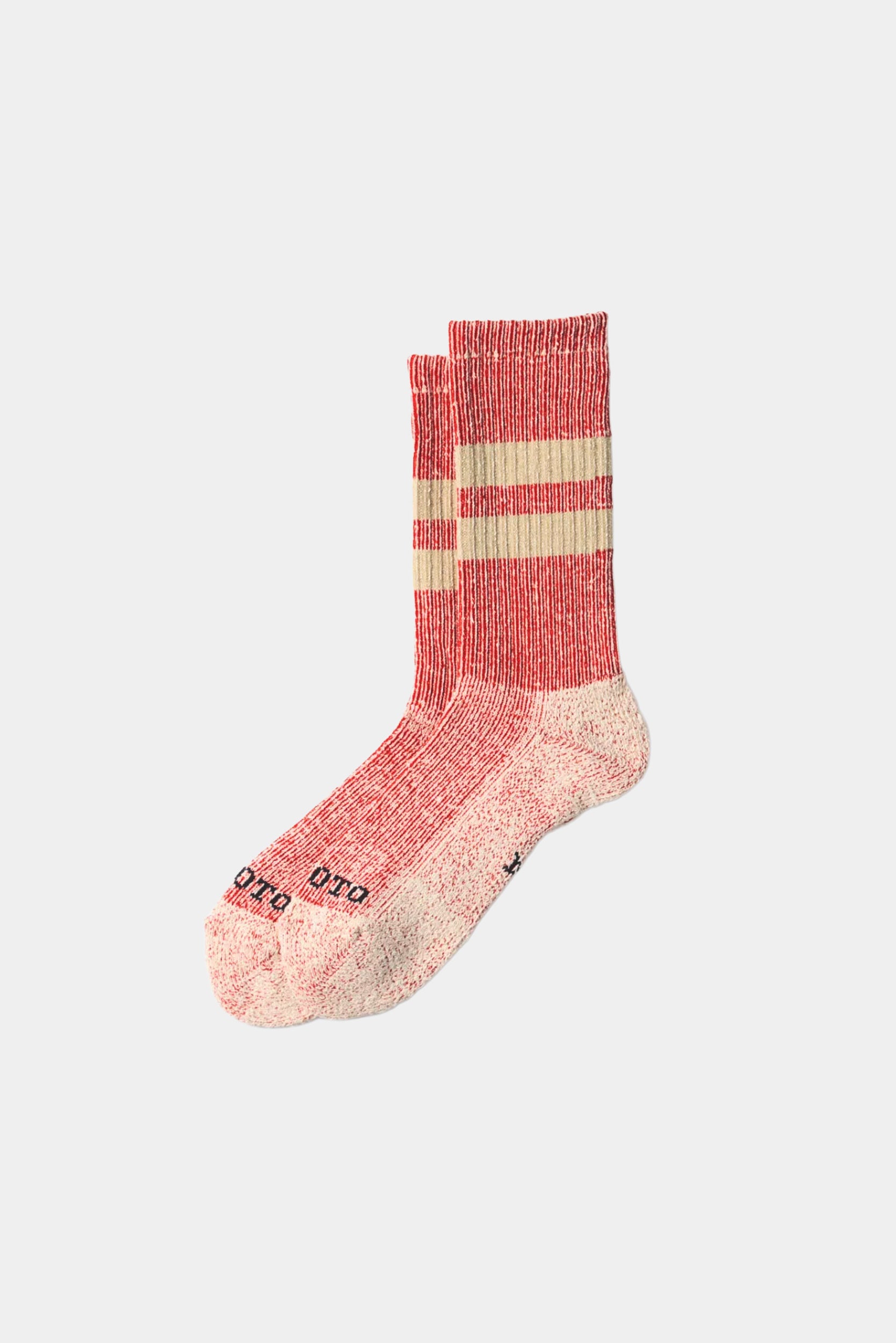 PILE STRIPE SOCKS - Red beige