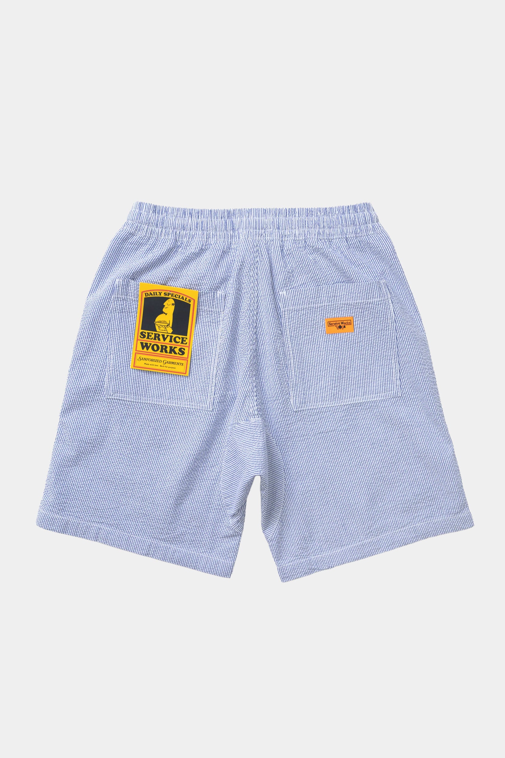 SEERSUCKER CHEF SHORTS - Navy stripe