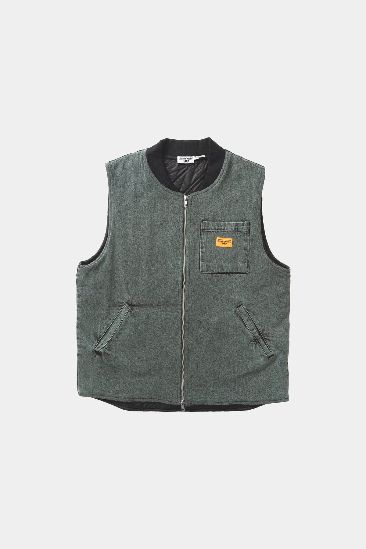 OVER-DYED WORK VEST - Sage