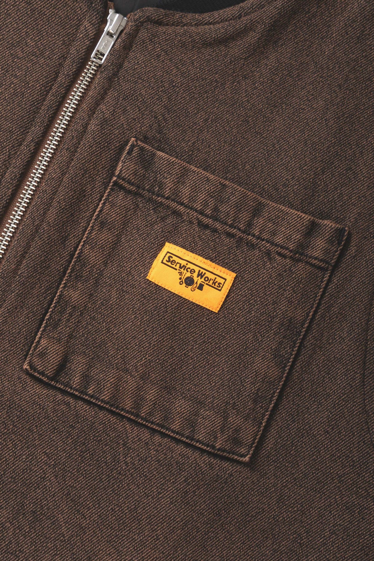 OVER-DYED WORK VEST - Umber