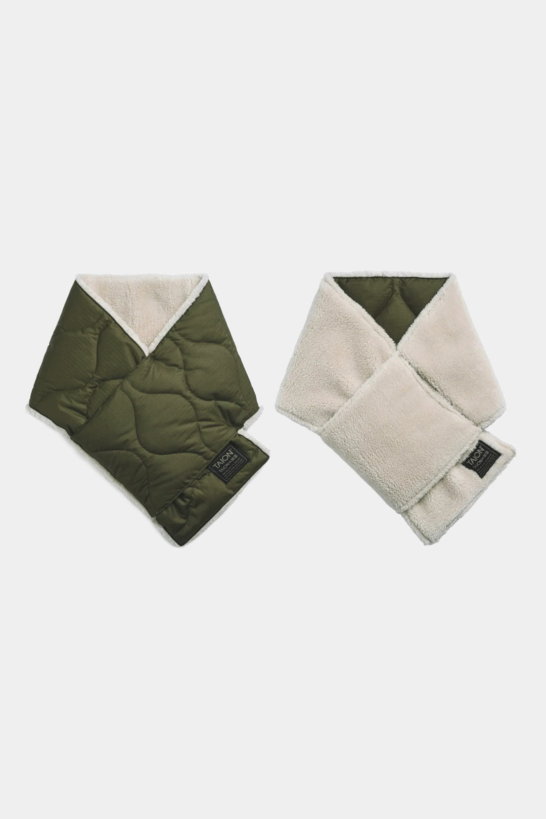 MILITARY REVERSIBLE DOWN SCARF - Dk olive / cream