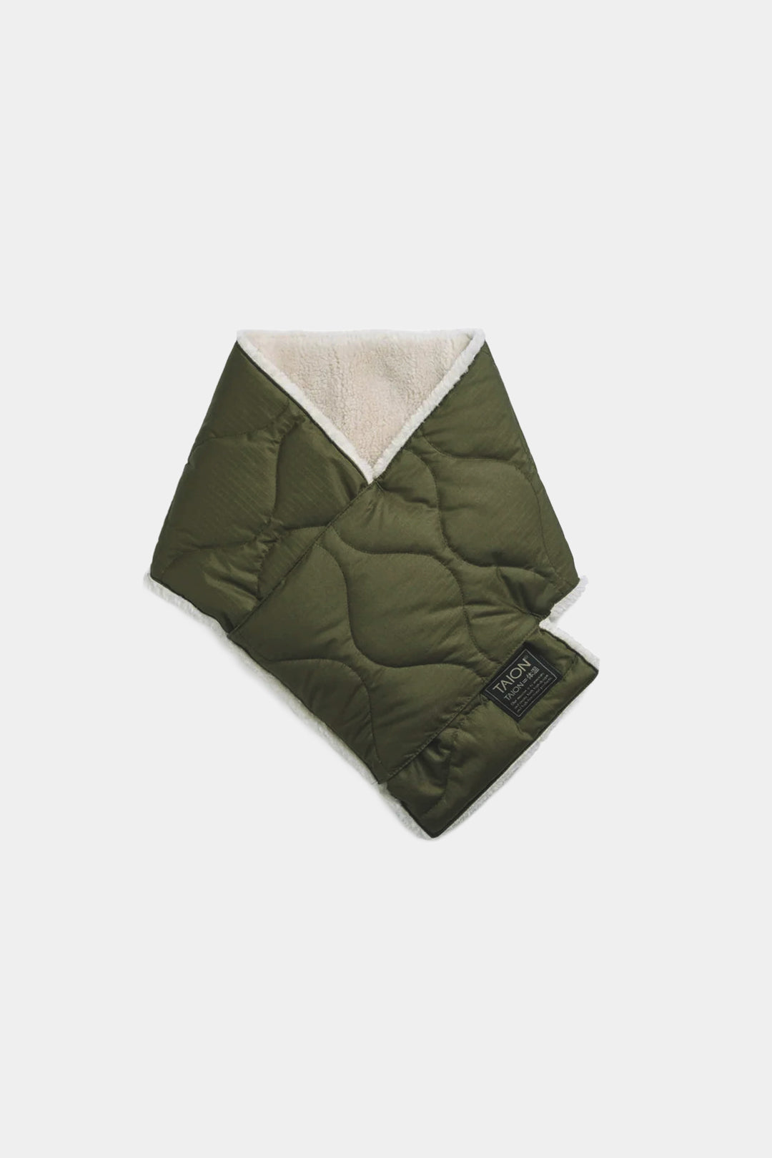 MILITARY REVERSIBLE DOWN SCARF - Dk olive / cream
