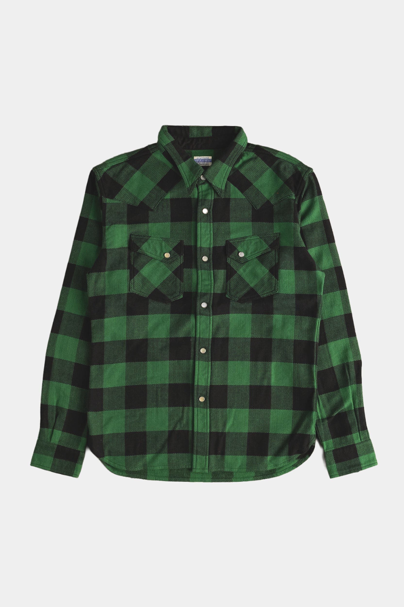 FN-SNW-101L BLOCK CHECK FLANNEL WESTERN SHIRT - Green/Black