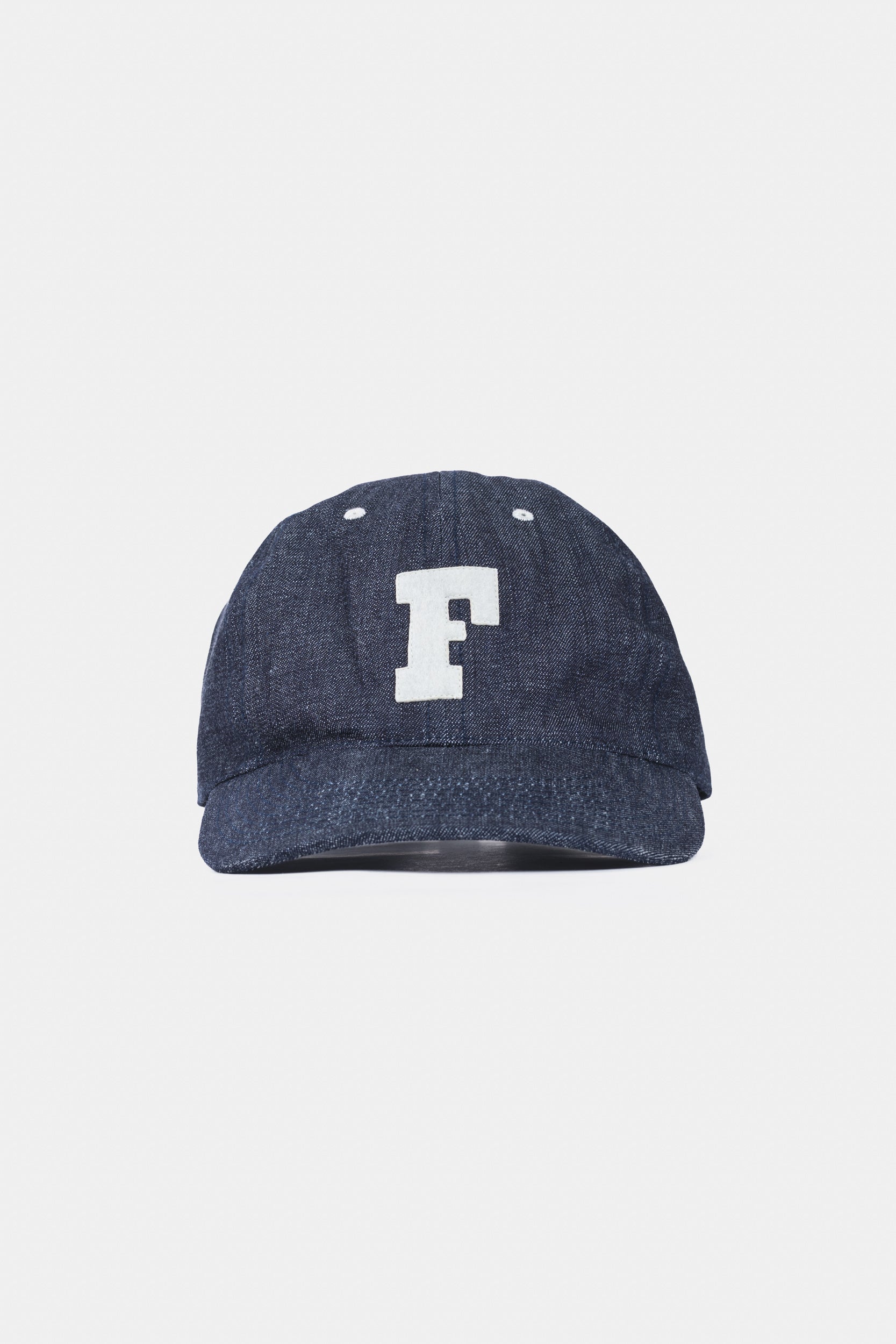 6 PANEL DENIM BASEBALL CAP "F" PATCH - Indigo