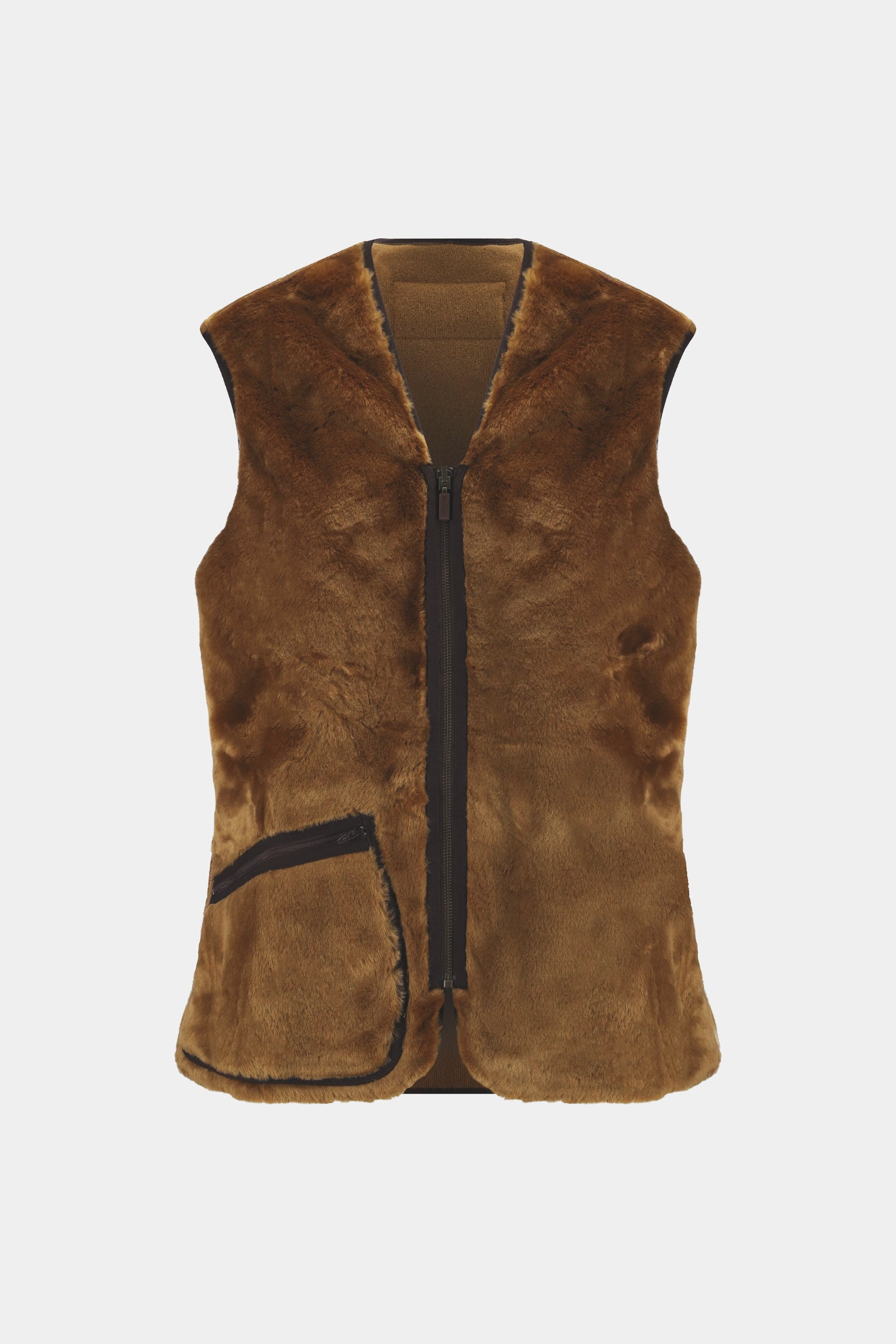 WARM PILE WAISTCOAT - Brown