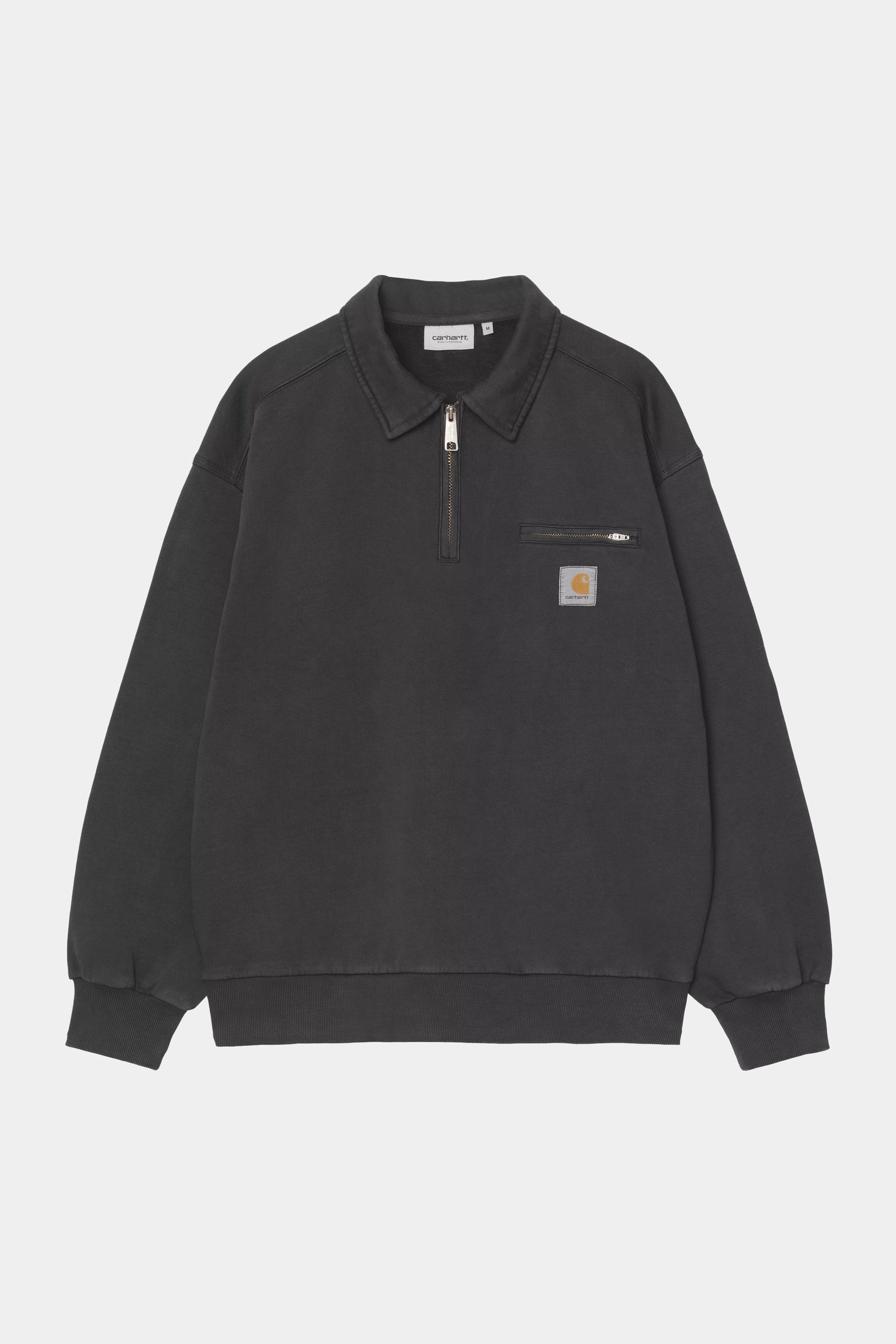 HALF ZIP DETROIT SWEATSHIRT - Black stone washed