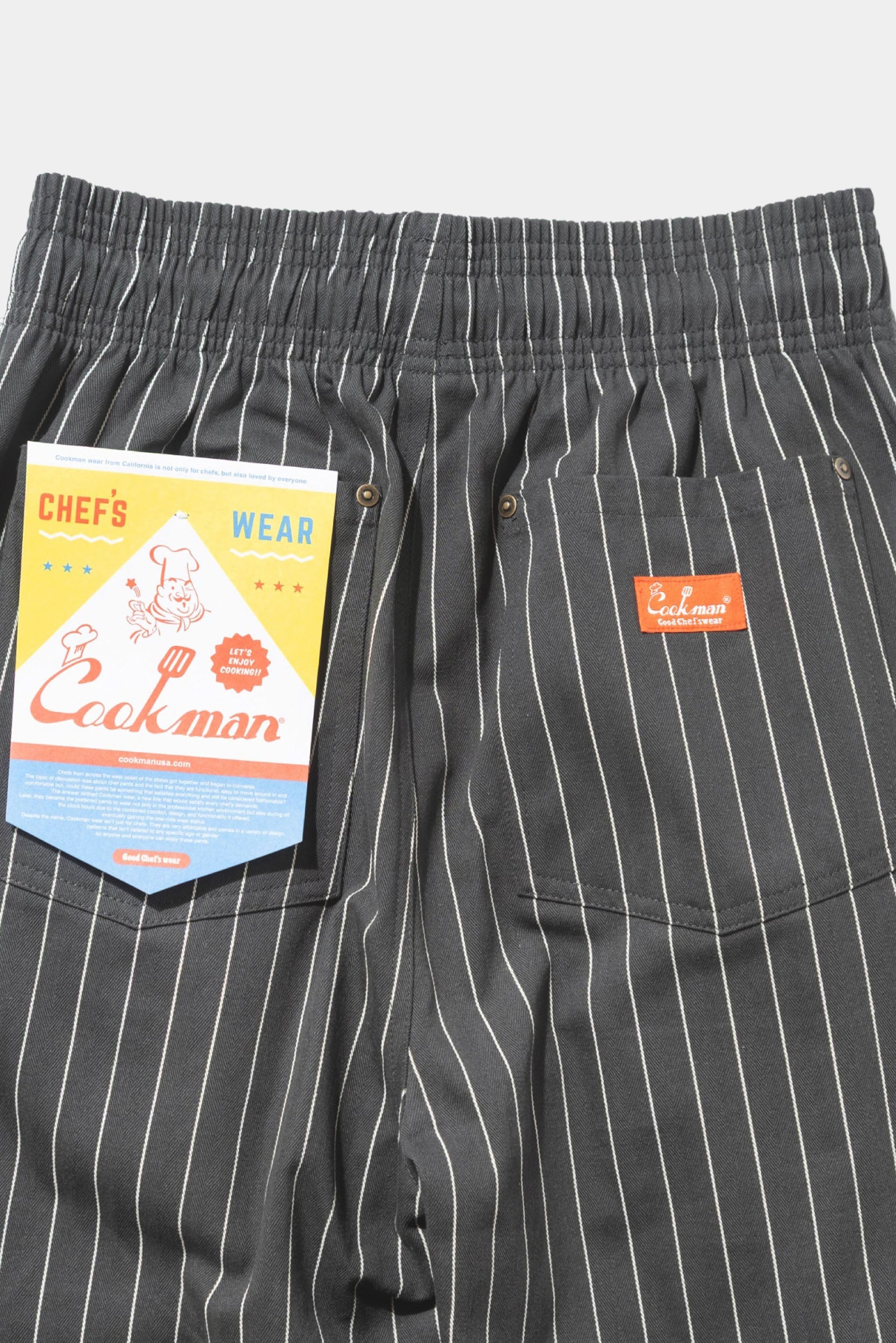 CHEF SHORT FRONT POCKET - Herringbone stripe - Charcoal