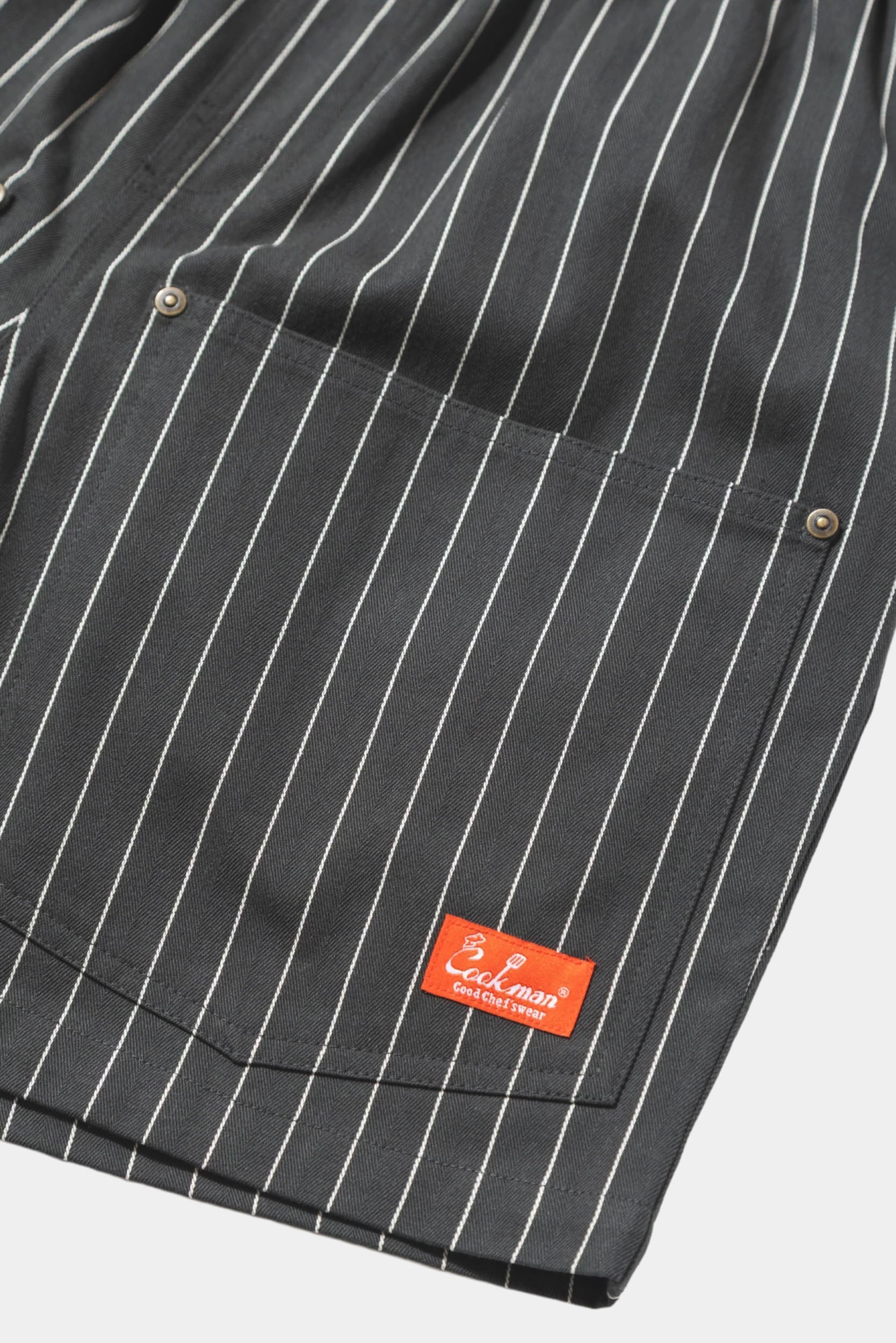 CHEF SHORT FRONT POCKET - Herringbone stripe - Charcoal
