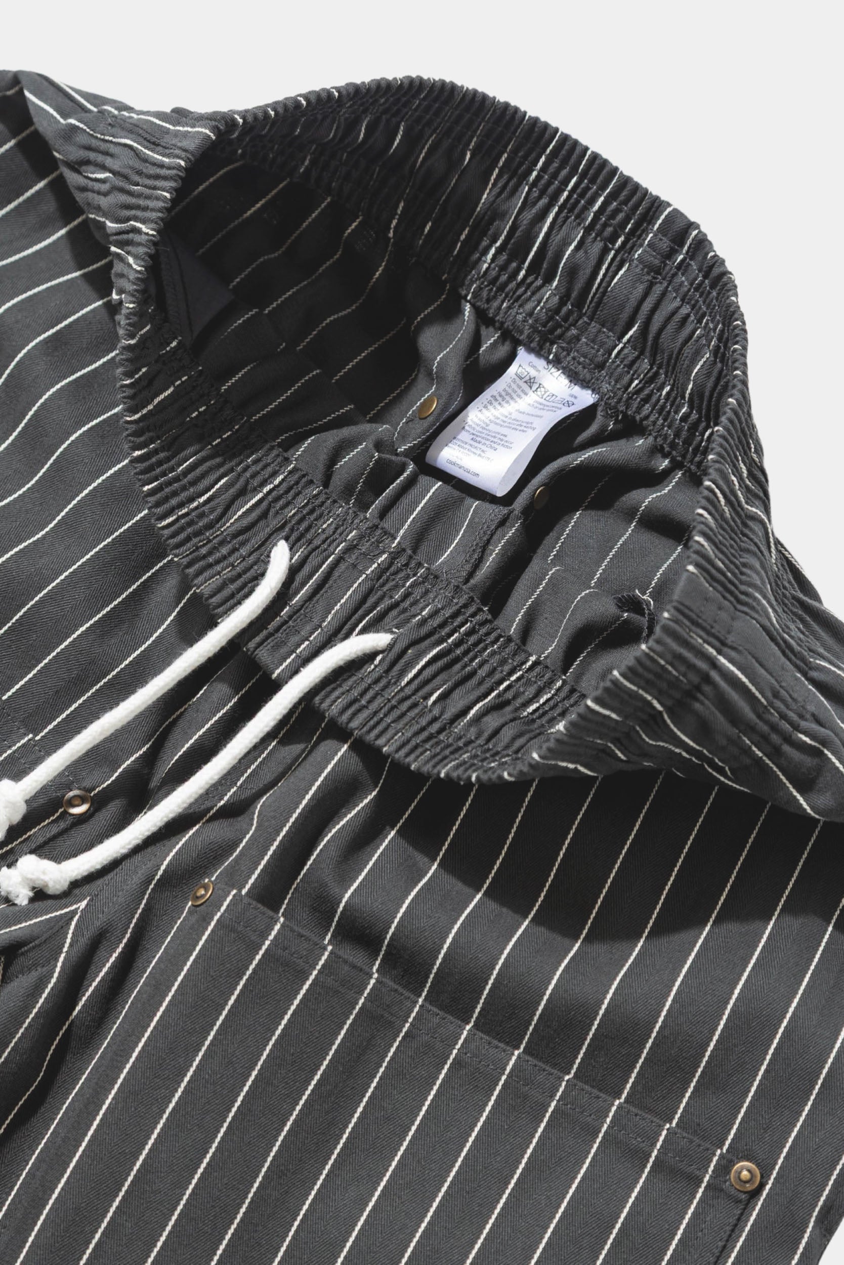 CHEF SHORT FRONT POCKET - Herringbone stripe - Charcoal