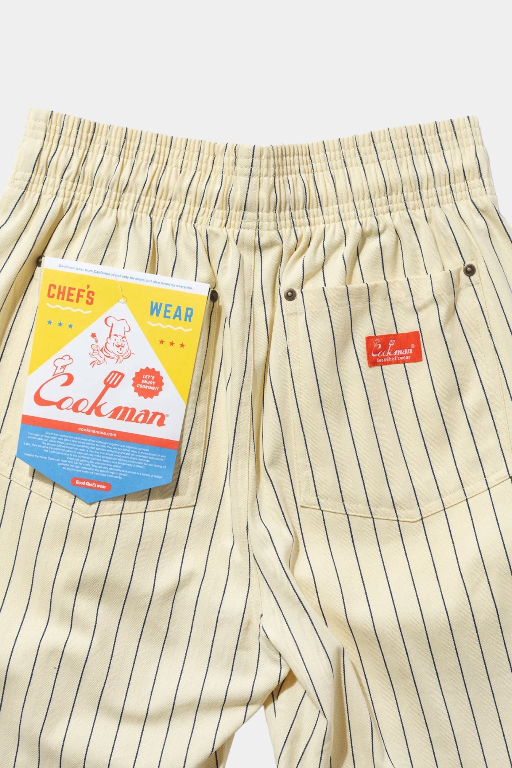 CHEF SHORT FRONT POCKET - Herringbone stripe - Cream