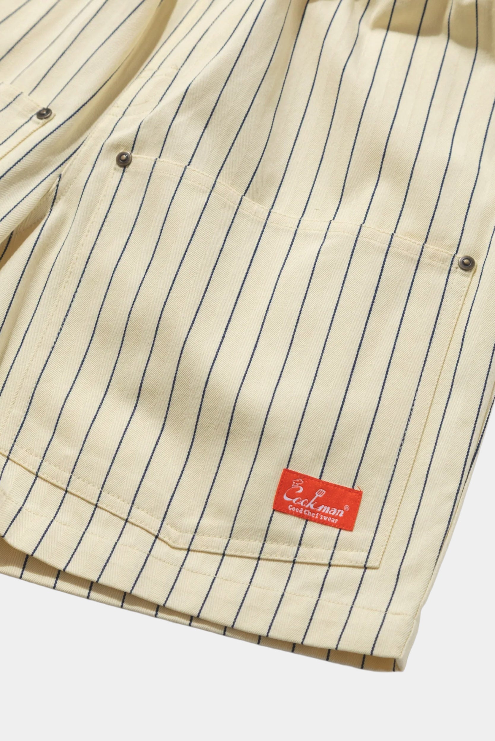 CHEF SHORT FRONT POCKET - Herringbone stripe - Cream