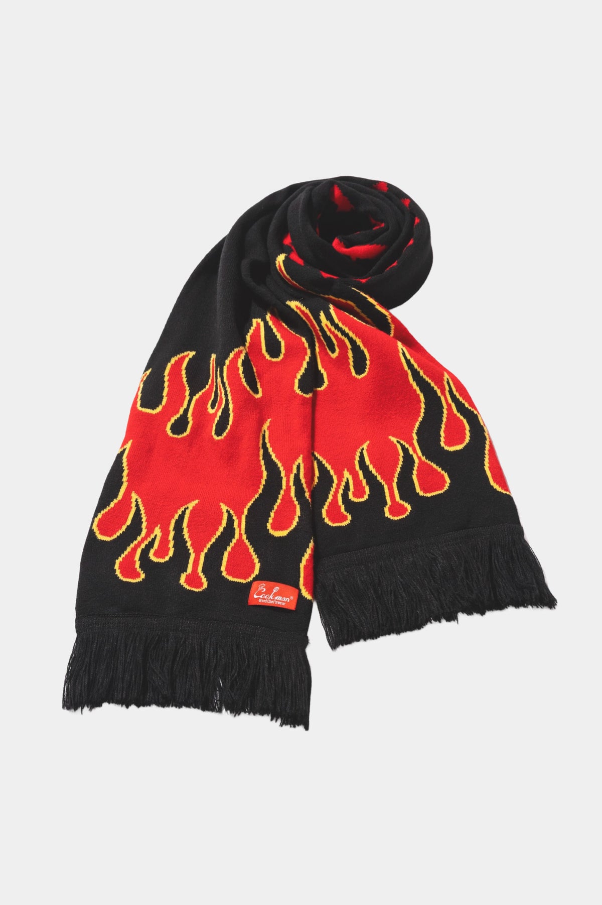 KNITTED SCARF - Flame black red