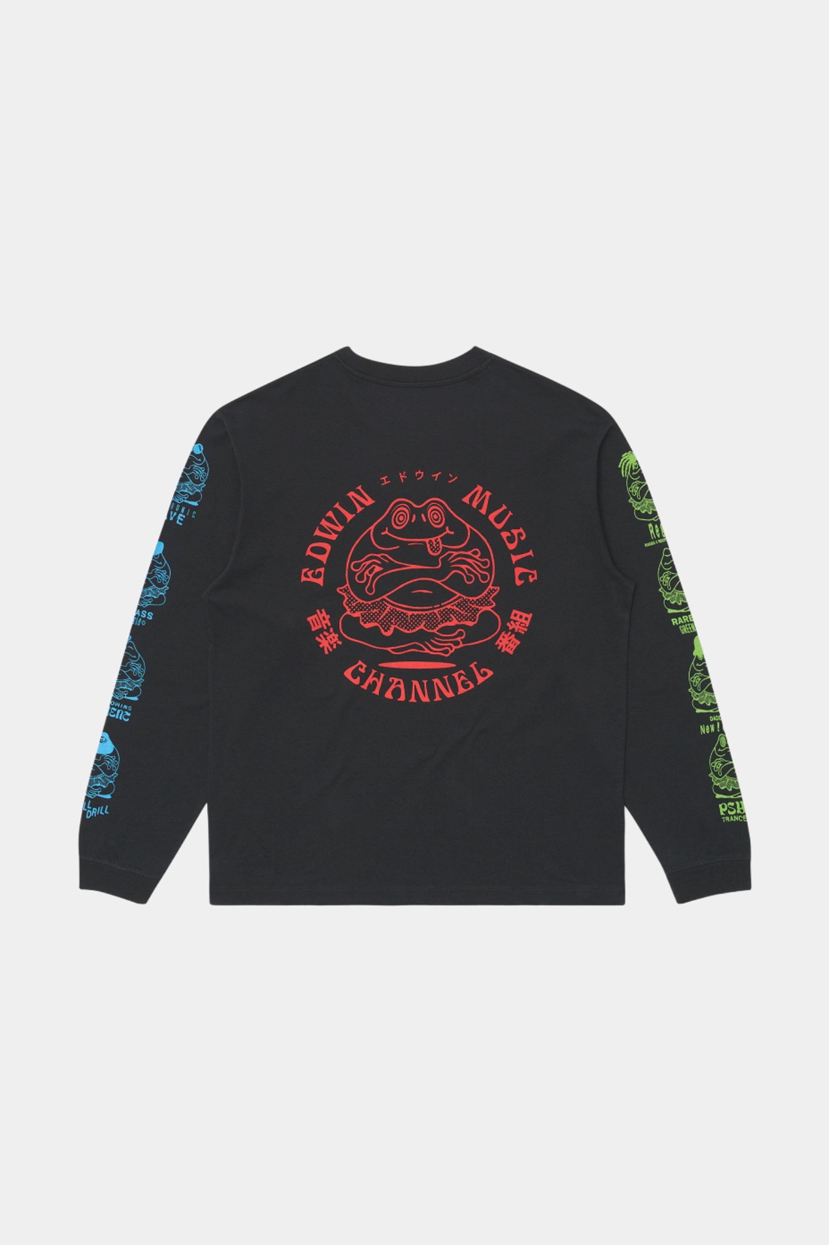 EDWIN MUSIC CHANNEL TEE LS - Black/Blue/Lime