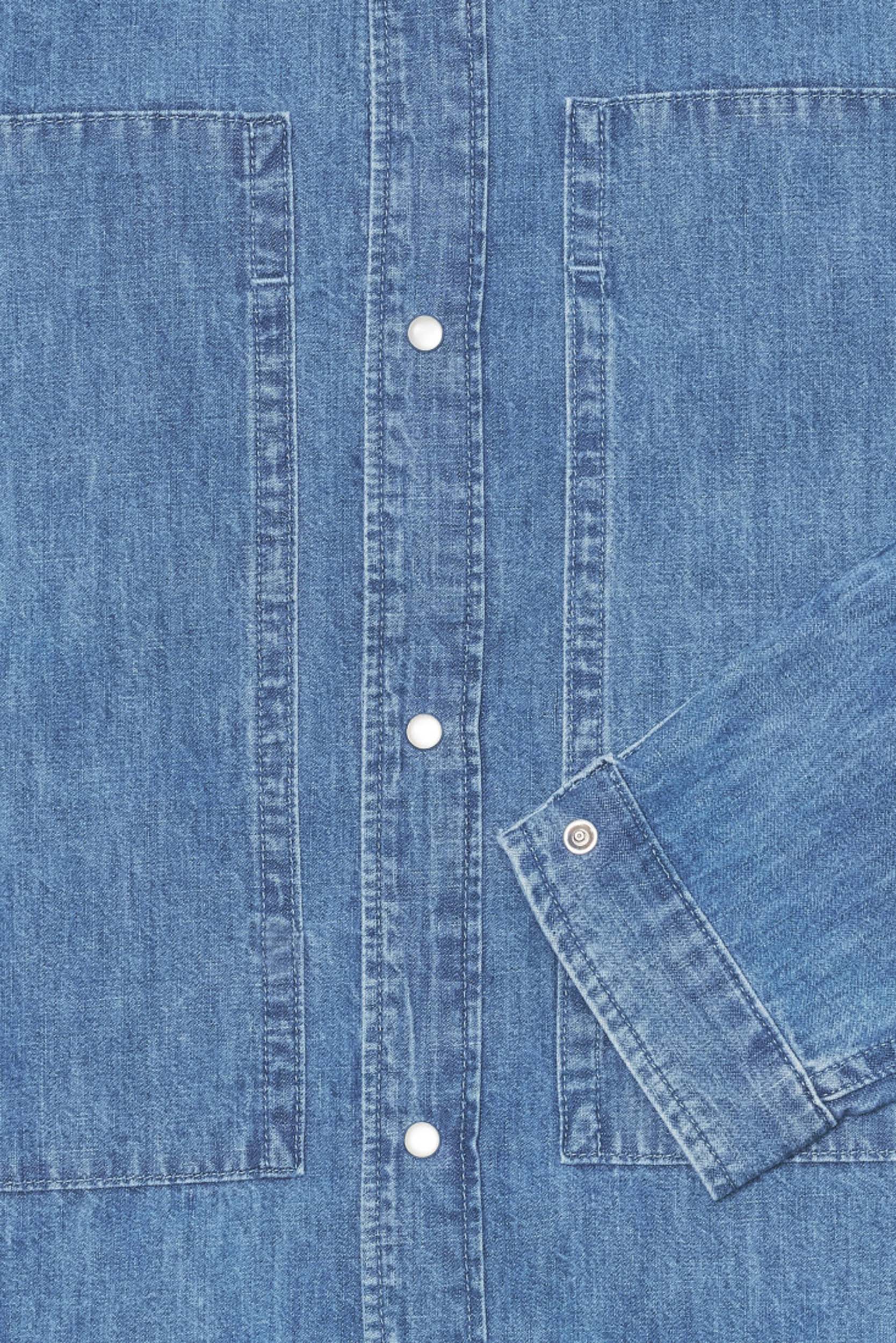 WORKMAN SHIRT LS - Blue light stone washed
