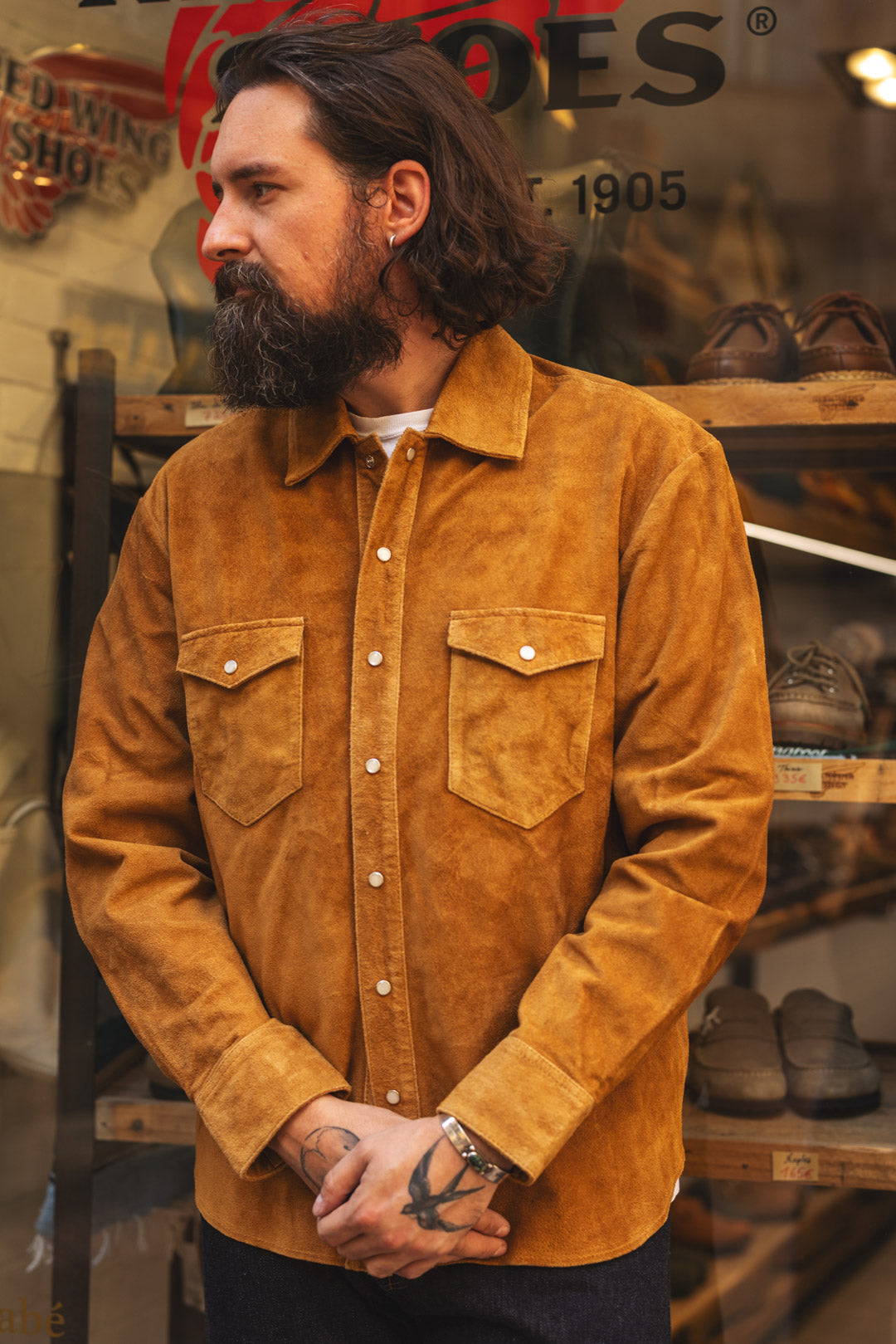 WESTERN SUEDE SHIRT LS - Brown