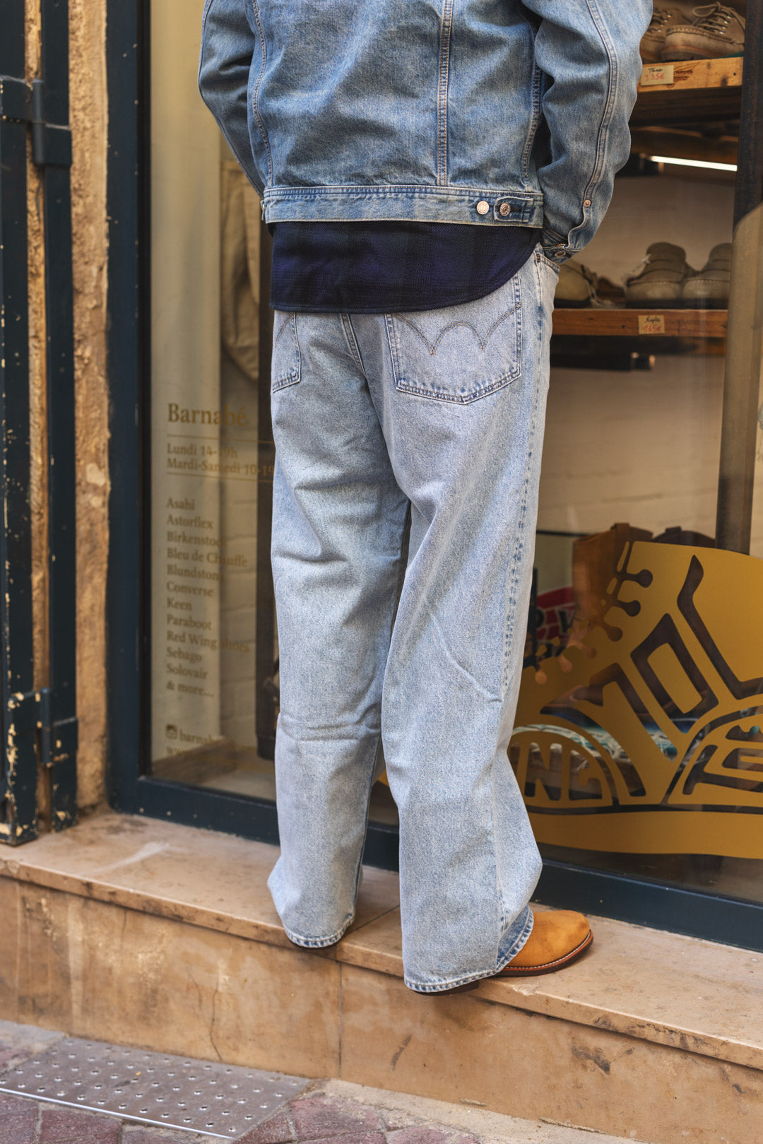 WIDE PANT - Blue light used kaihara