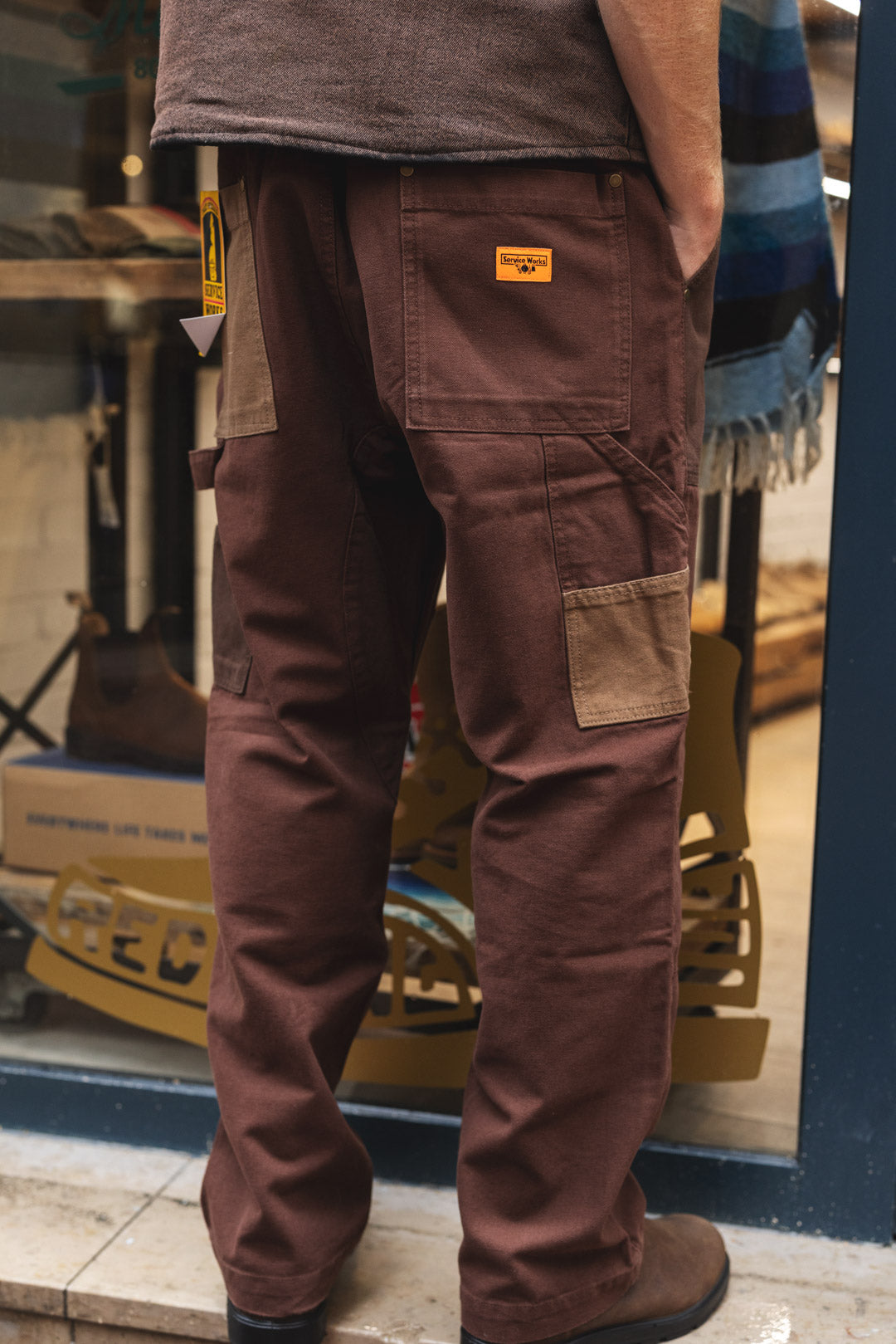 PATCHWORK UTILITY CHEF PANT - Brown