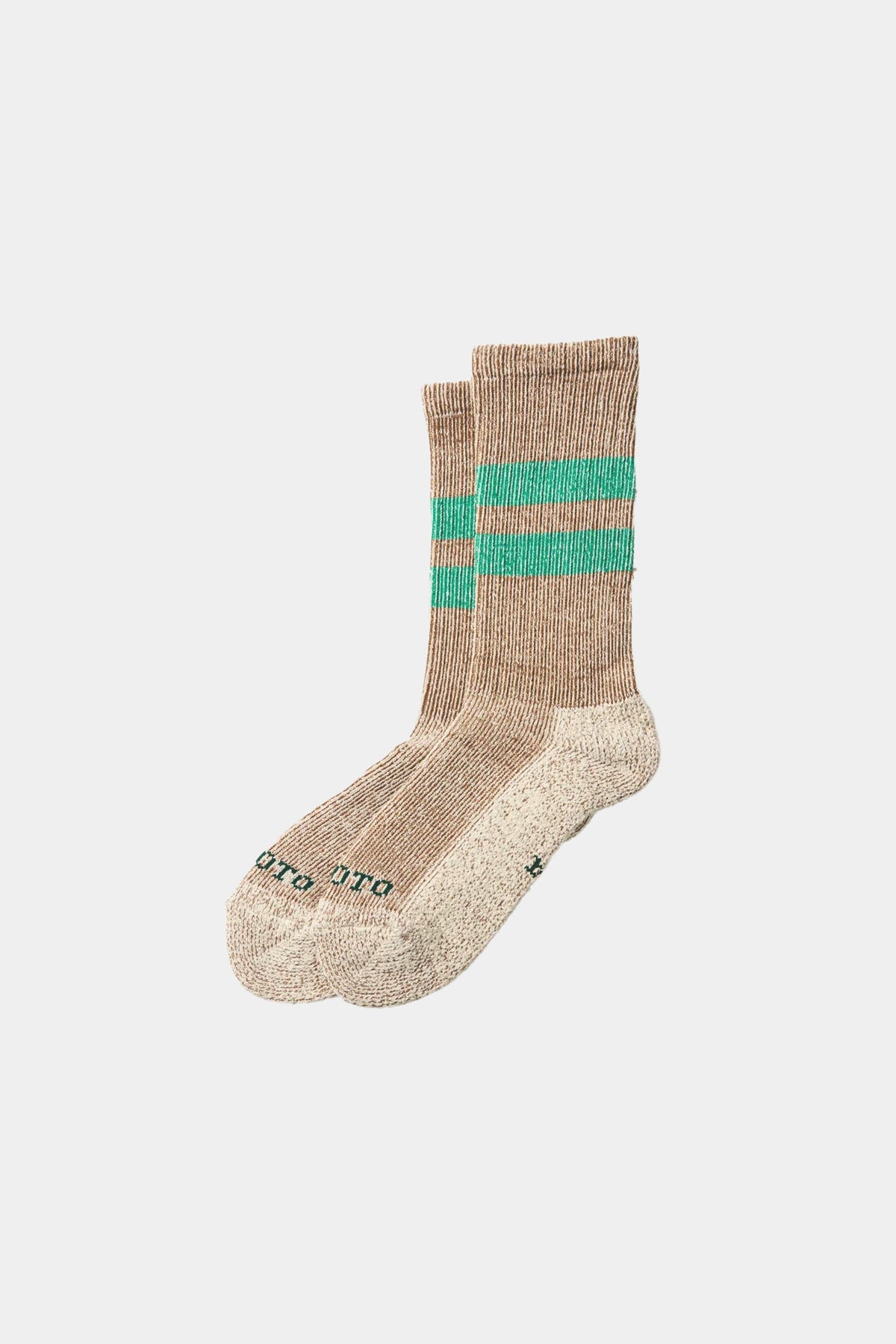 PILE STRIPE SOCKS - Brown green