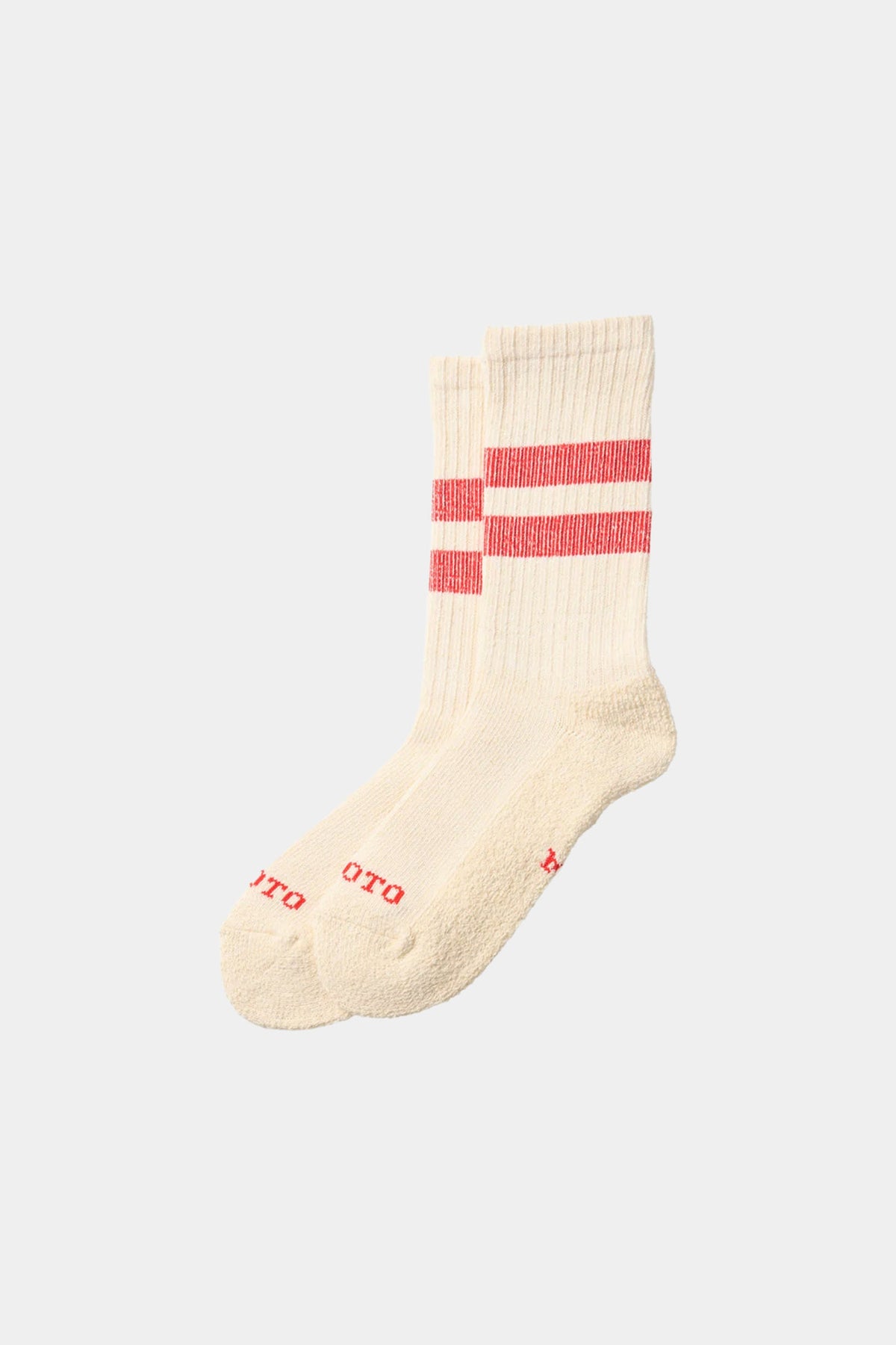 PILE STRIPE SOCKS - Ivory red