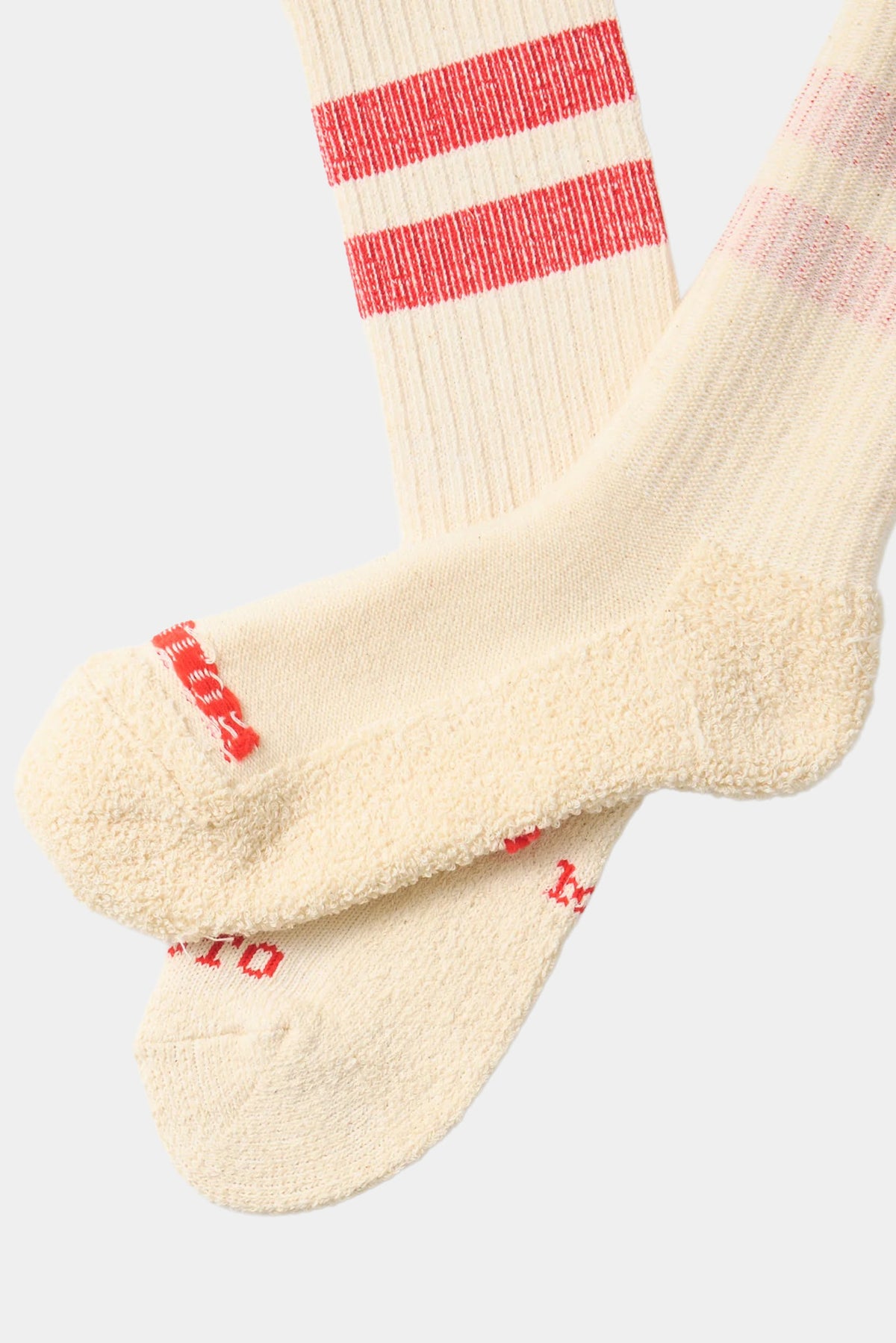 PILE STRIPE SOCKS - Ivory red