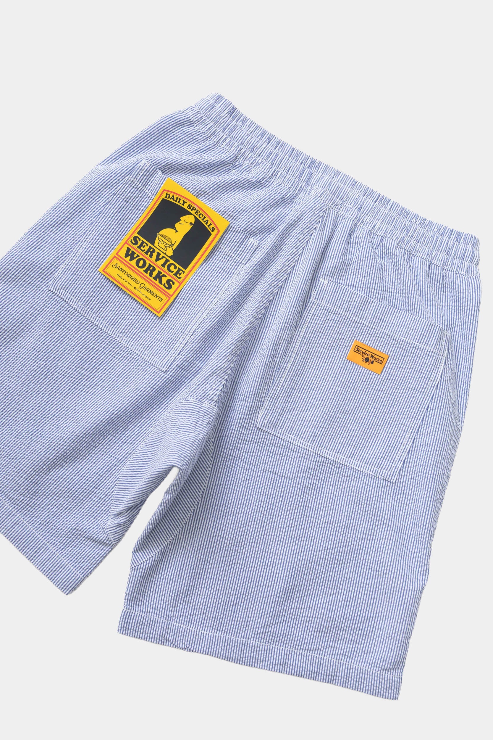 SEERSUCKER CHEF SHORTS - Navy stripe