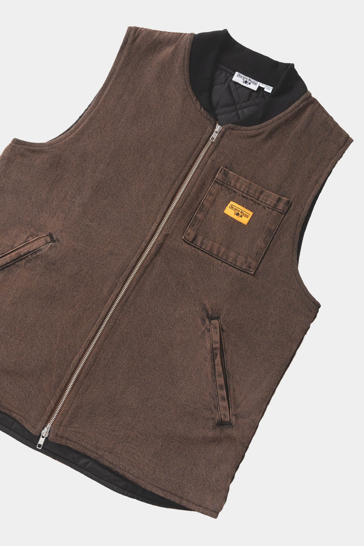 OVER-DYED WORK VEST - Umber