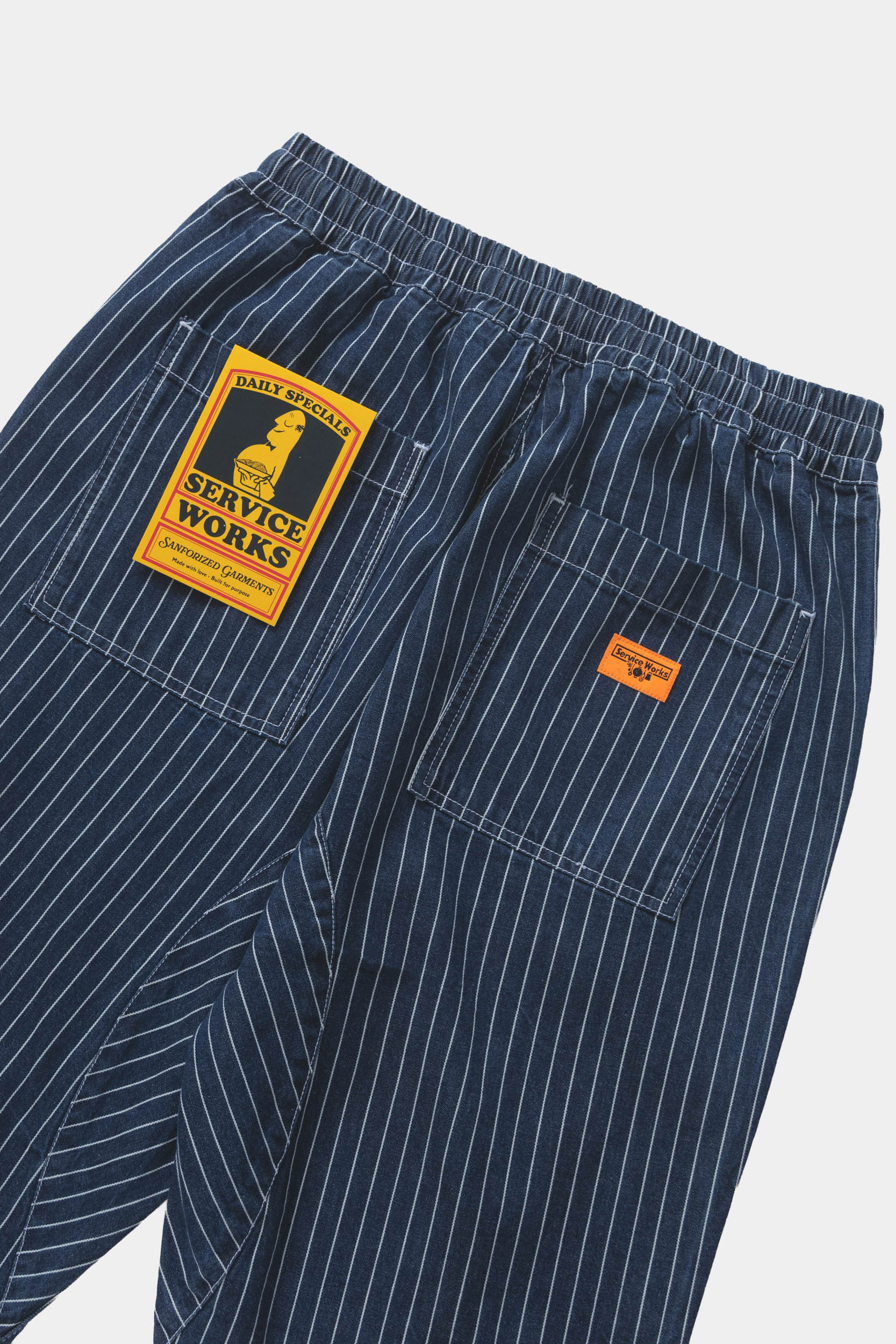PINSTRIPE DENIM CHEF PANTS - Indigo 