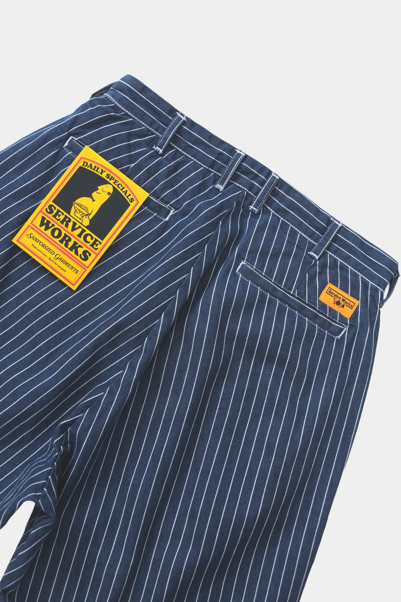 PINSTRIPE DENIM PART SHORTS - Indigo