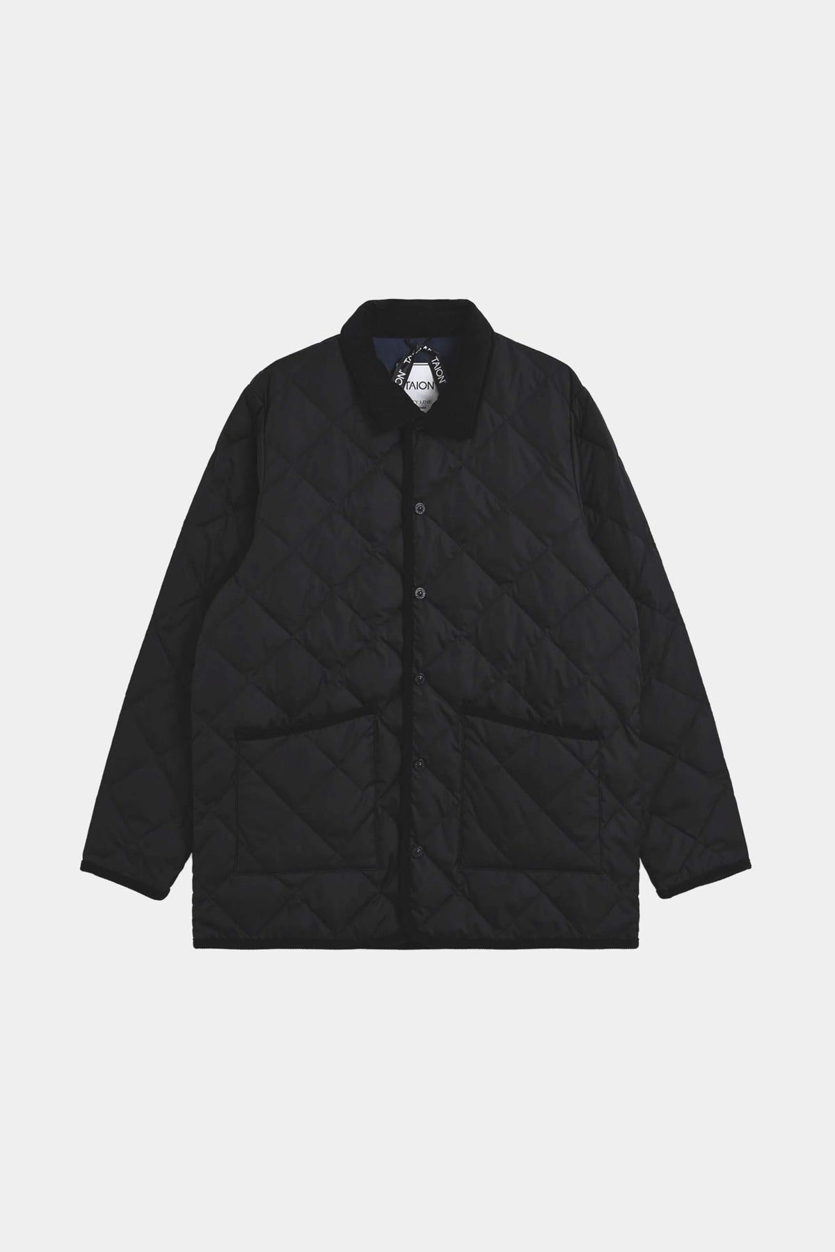 PIPING COLLARED DOWN CARDIGAN - Black