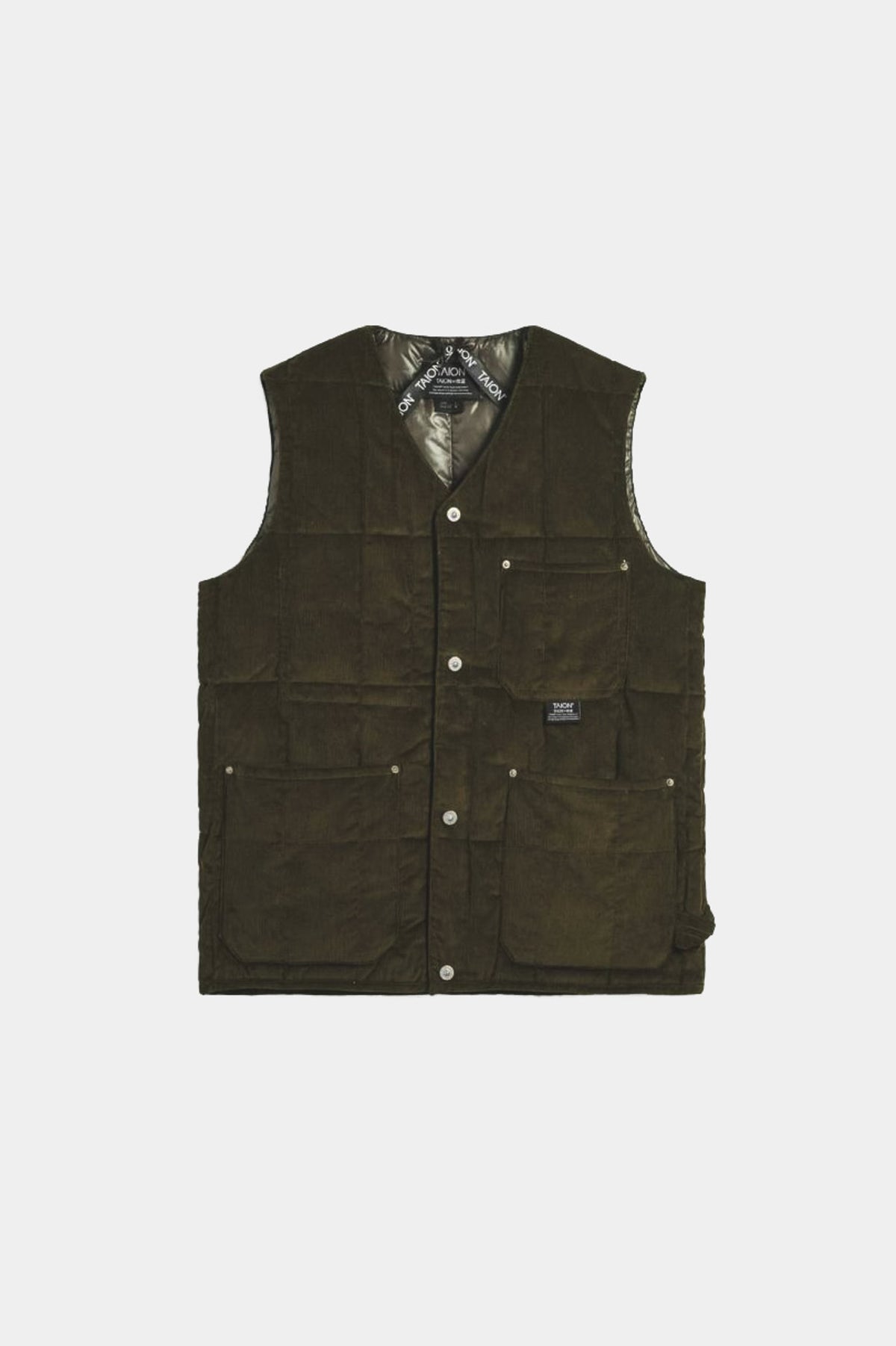 WORK BUTTON DOWN CORD VEST - Dark olive
