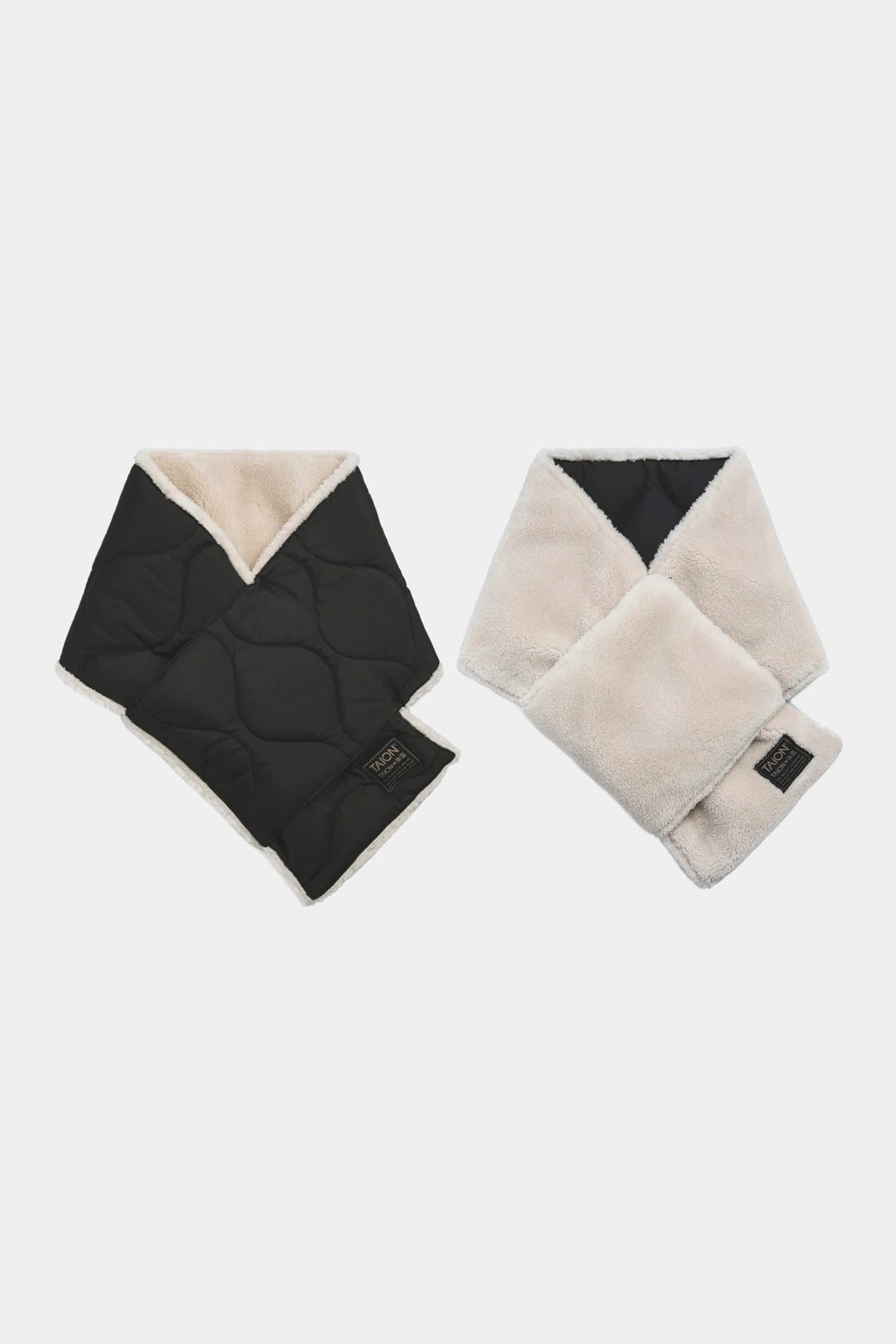 MILITARY REVERSIBLE DOWN SCARF - Black / cream