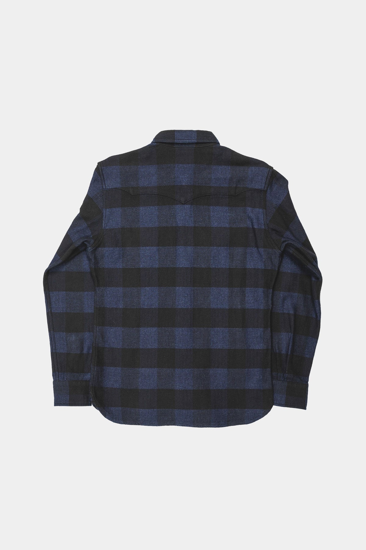 BLOCK CHECK FLANNEL WESTERN SHIRT - Indigo